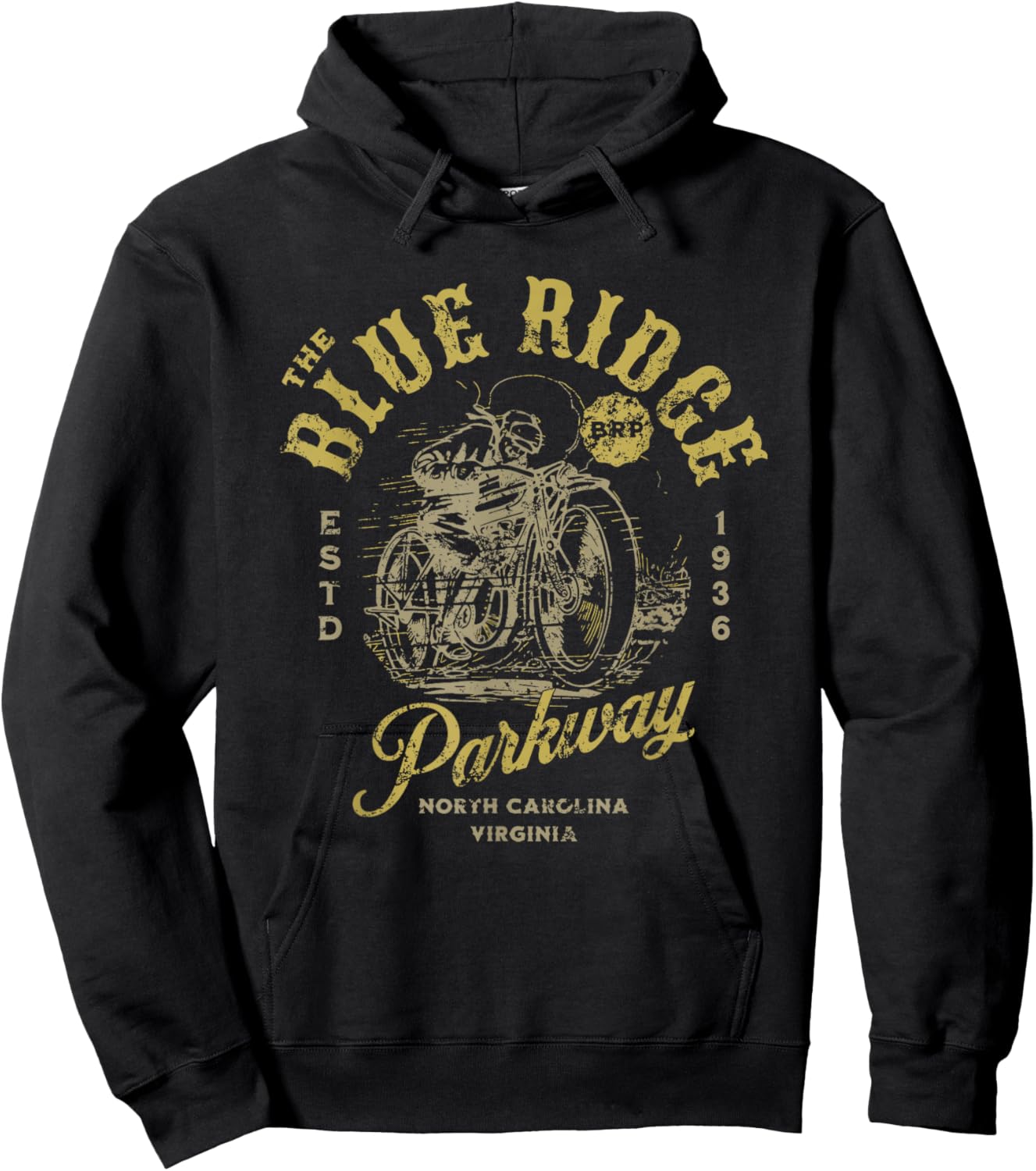 Blue Ridge Parkway Vintage Motorcycle Design Hoodie - Hoodie | Black