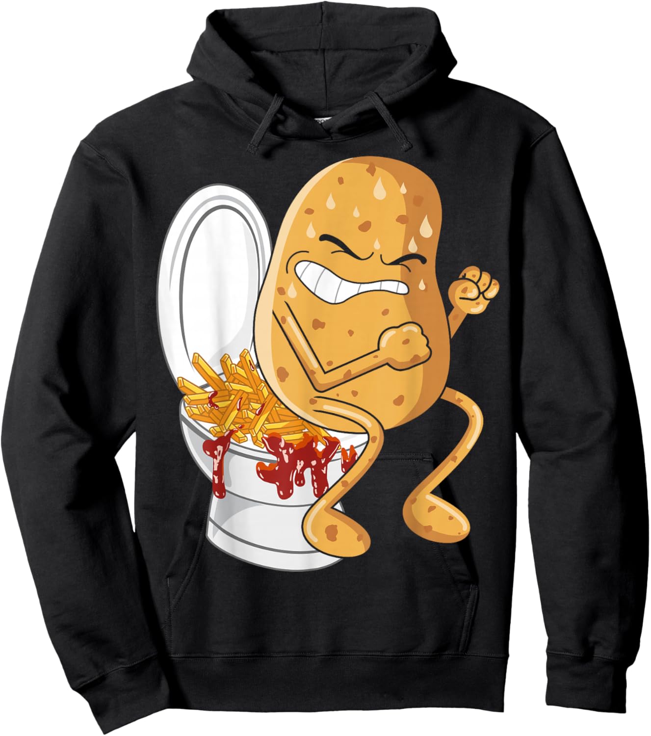 Potato Pooping French Fries Fried Potatoes Food Lover Hoodie - Hoodie | Black