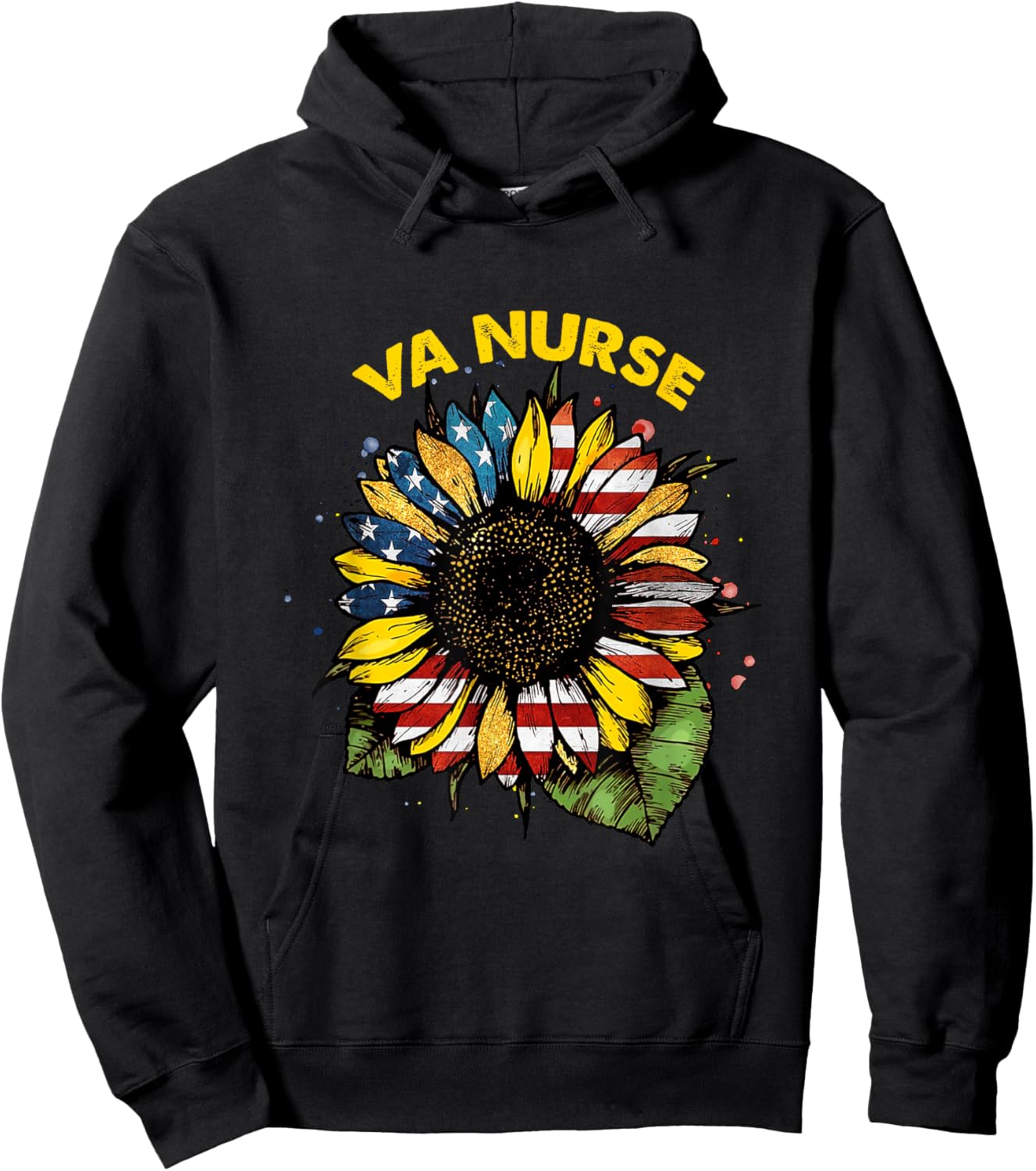 Vintage 4th of July Va Nurse Patriotic Real American Cute Hoodie - Hoodie | Black