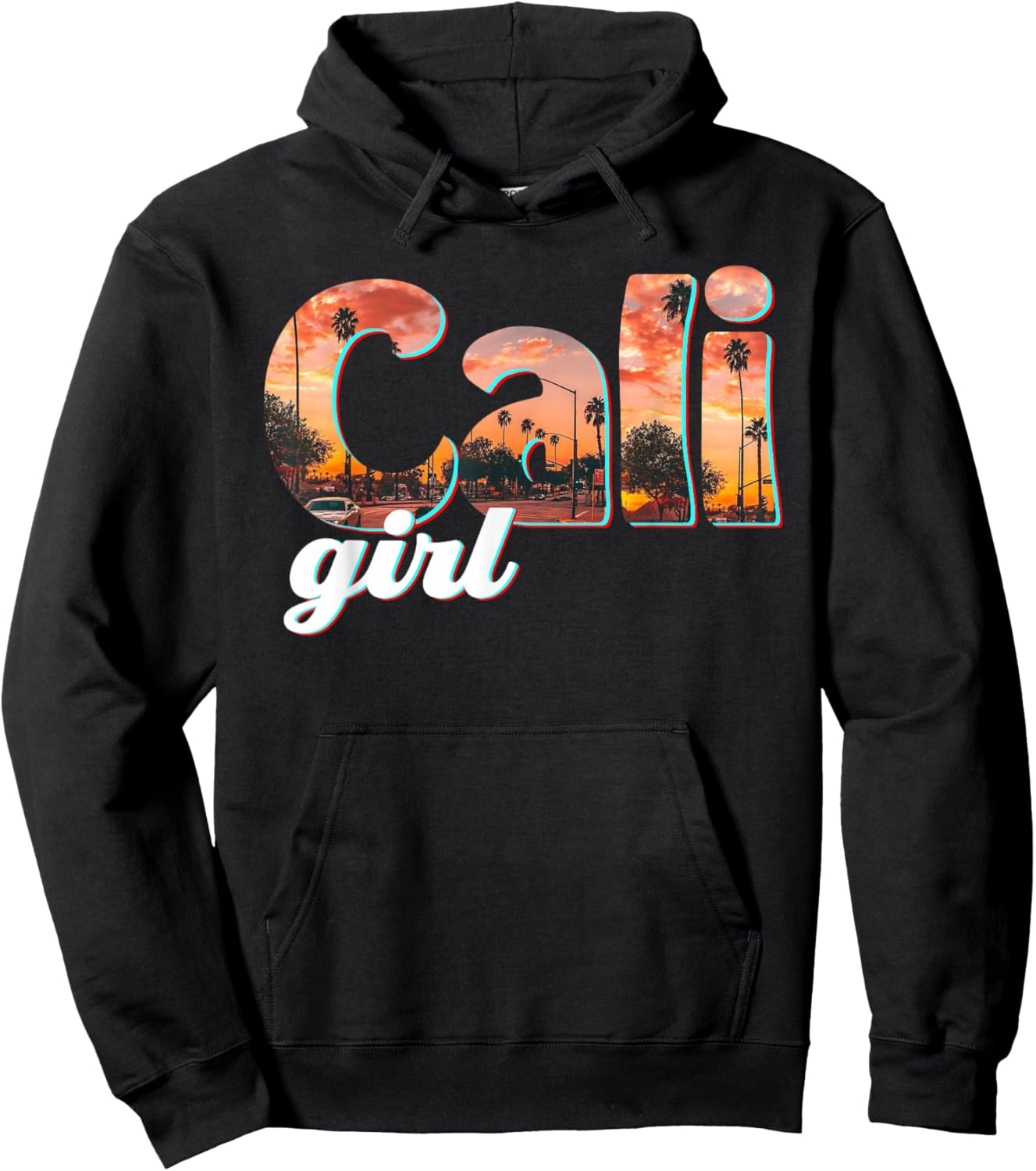 Cali Girl Vintage California Palm Trees Summer Gift Hoodie - Hoodie | Black