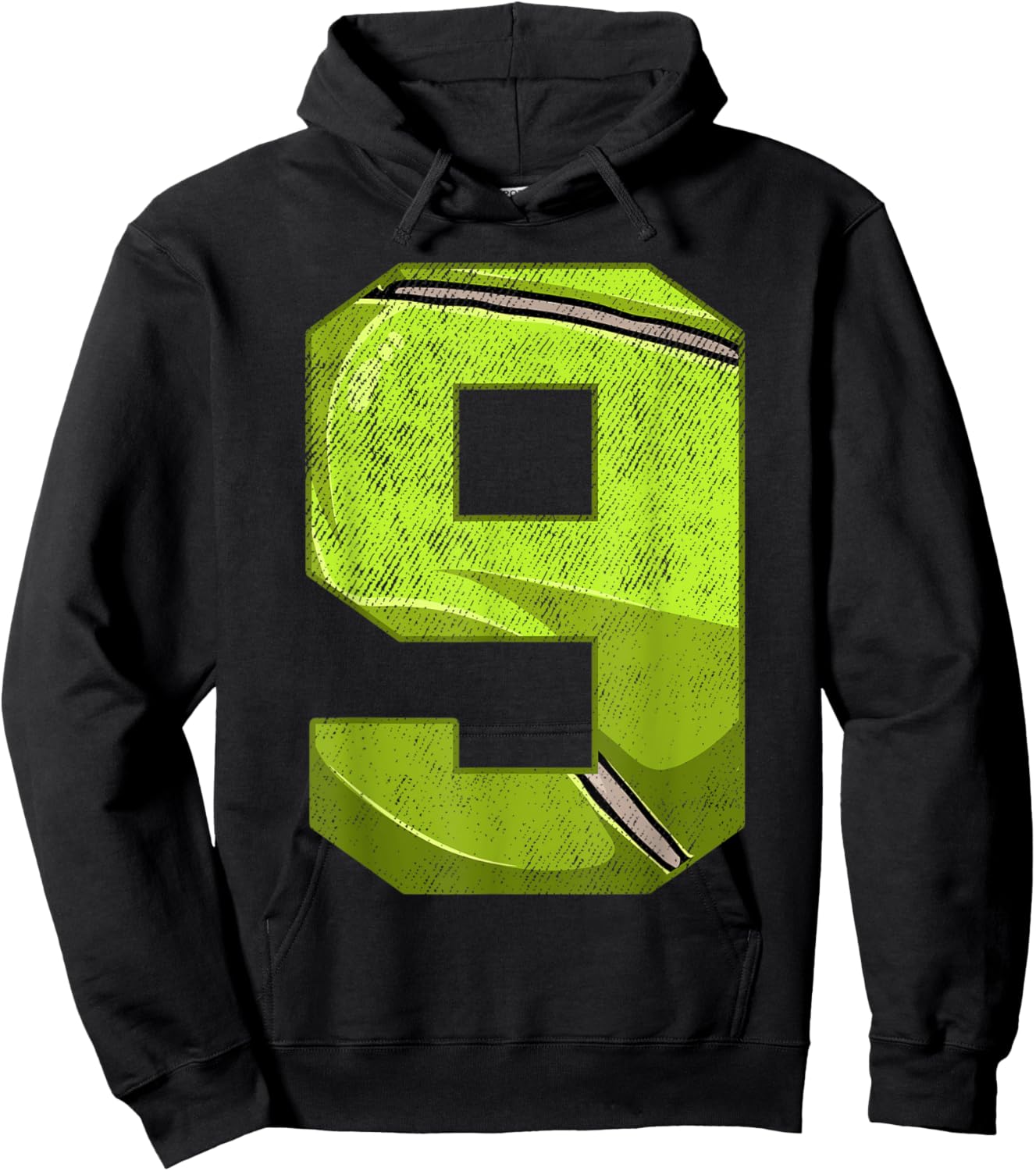 9th Birthday Party Nine 9 Year Old Tennis Bday Boy Girl Hoodie - Hoodie | Black
