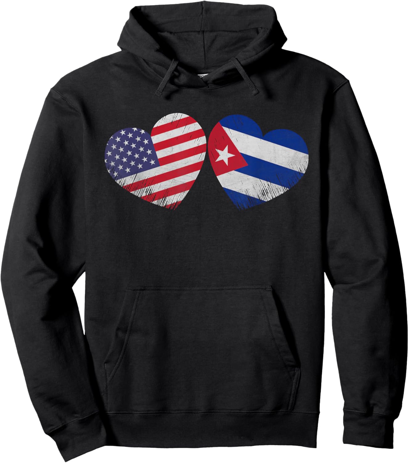 Heart Cuban American Flag Patriotic Family Heritage Hoodie - Hoodie | Black