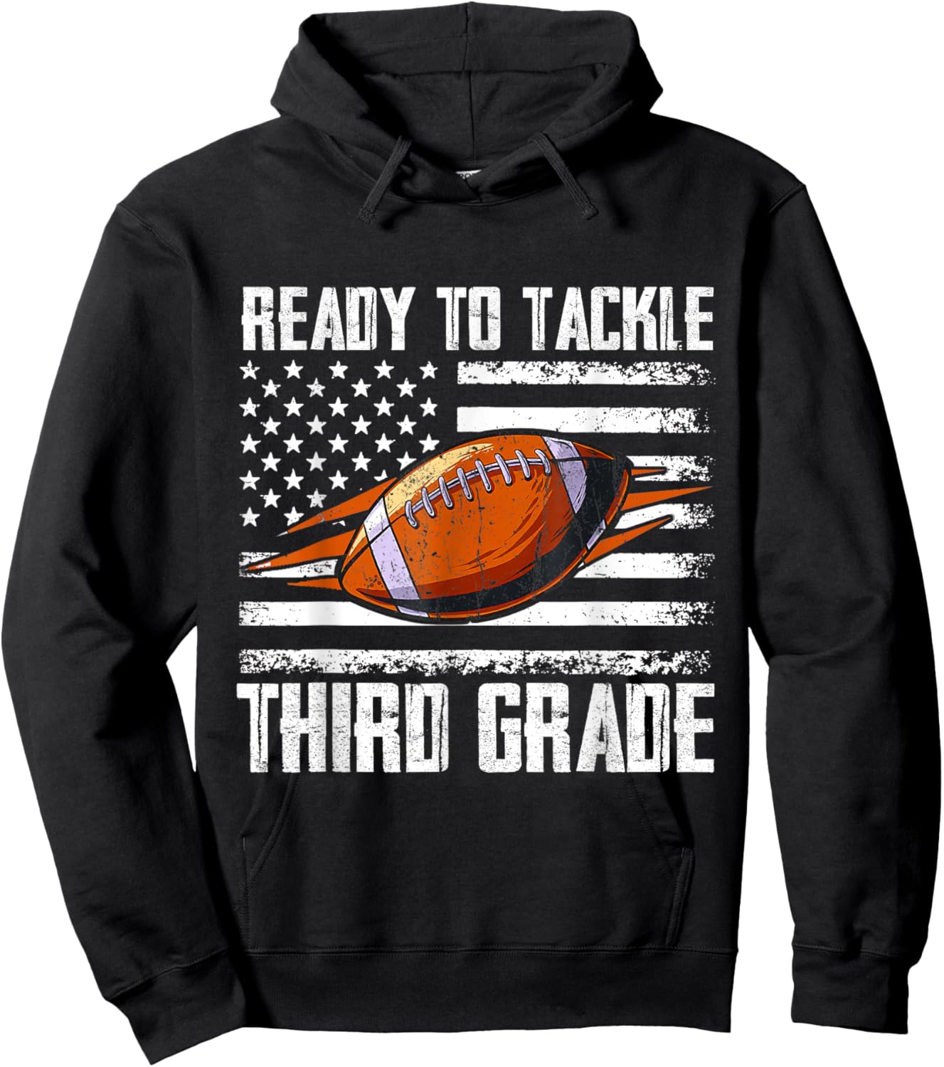 Ready To Tackle Third Grade Football Happy First School Day Hoodie - Hoodie | Black