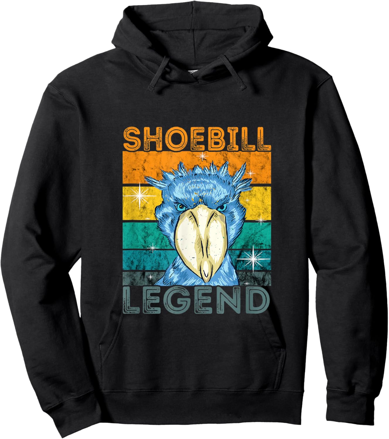 Shoebill Bird Shebill Legend Vintage Retro African Bird Hoodie - Hoodie | Black