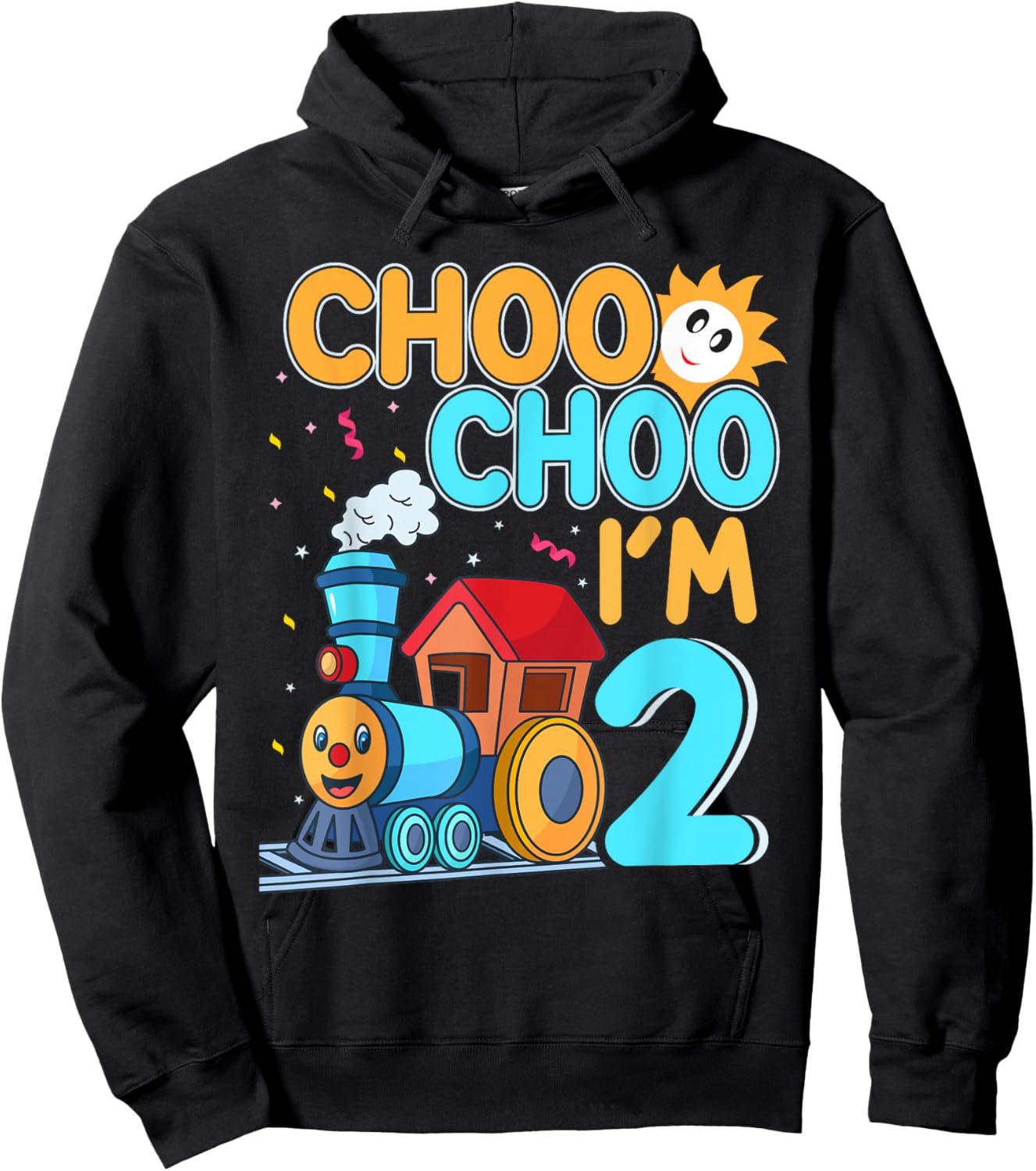Kids Train Choo Choo I'm 2 Year Old Toddler 2nd Birthday Hoodie - Hoodie | Black