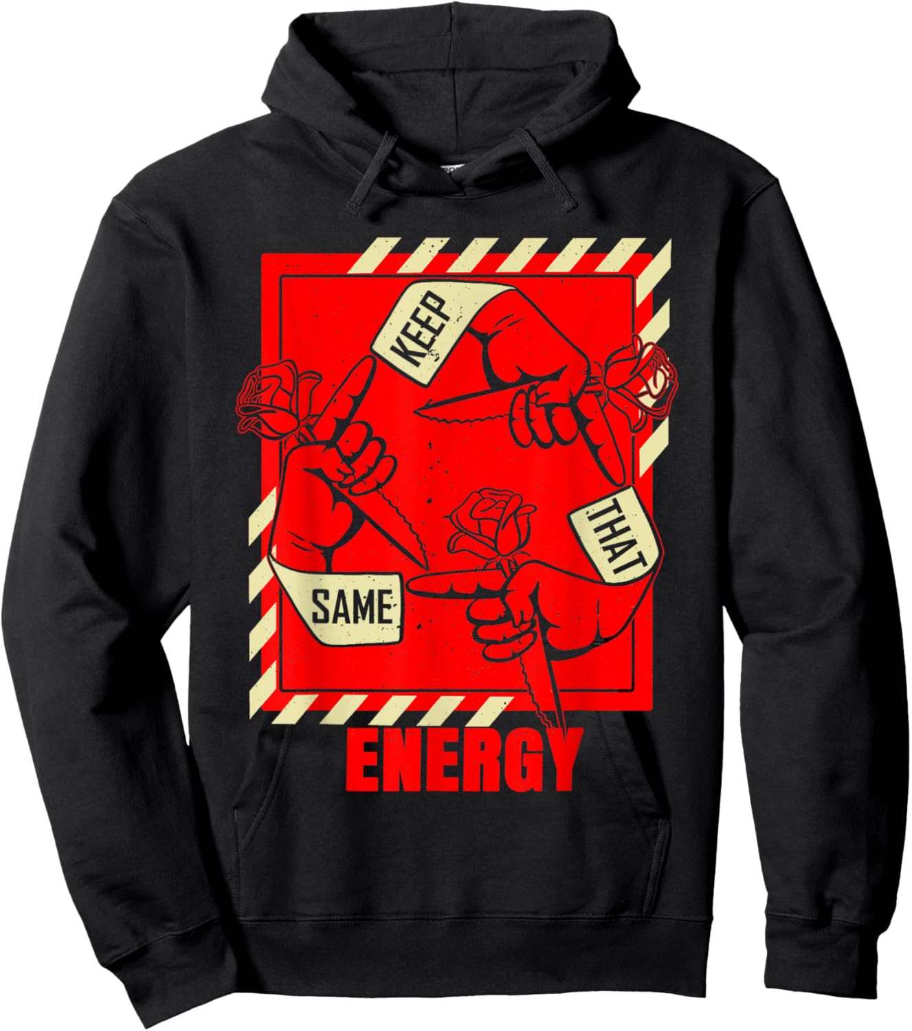 Keep That Same Energy Red Color Graphic Hoodie - Hoodie | Black