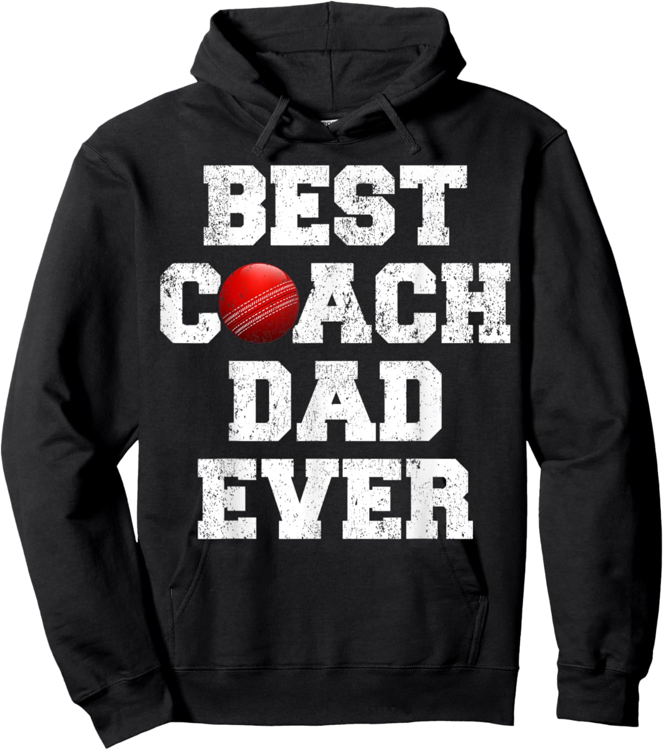 Distressed Vintage Best Cricket Coach Dad Father's Day Hoodie - Hoodie | Black