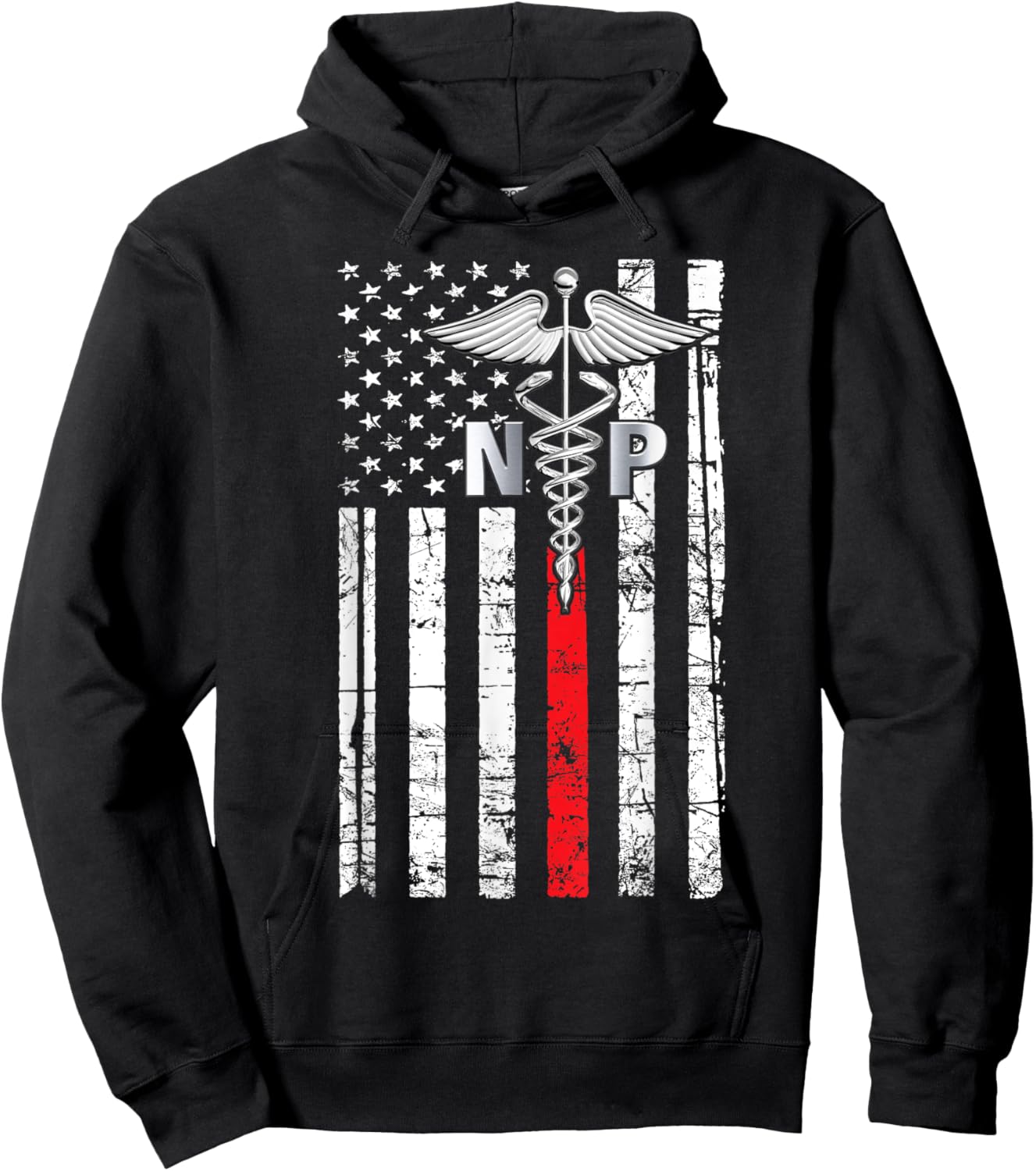 Nurse 365 NP Nurse Practitioner US Flag Hoodie - Hoodie | Black