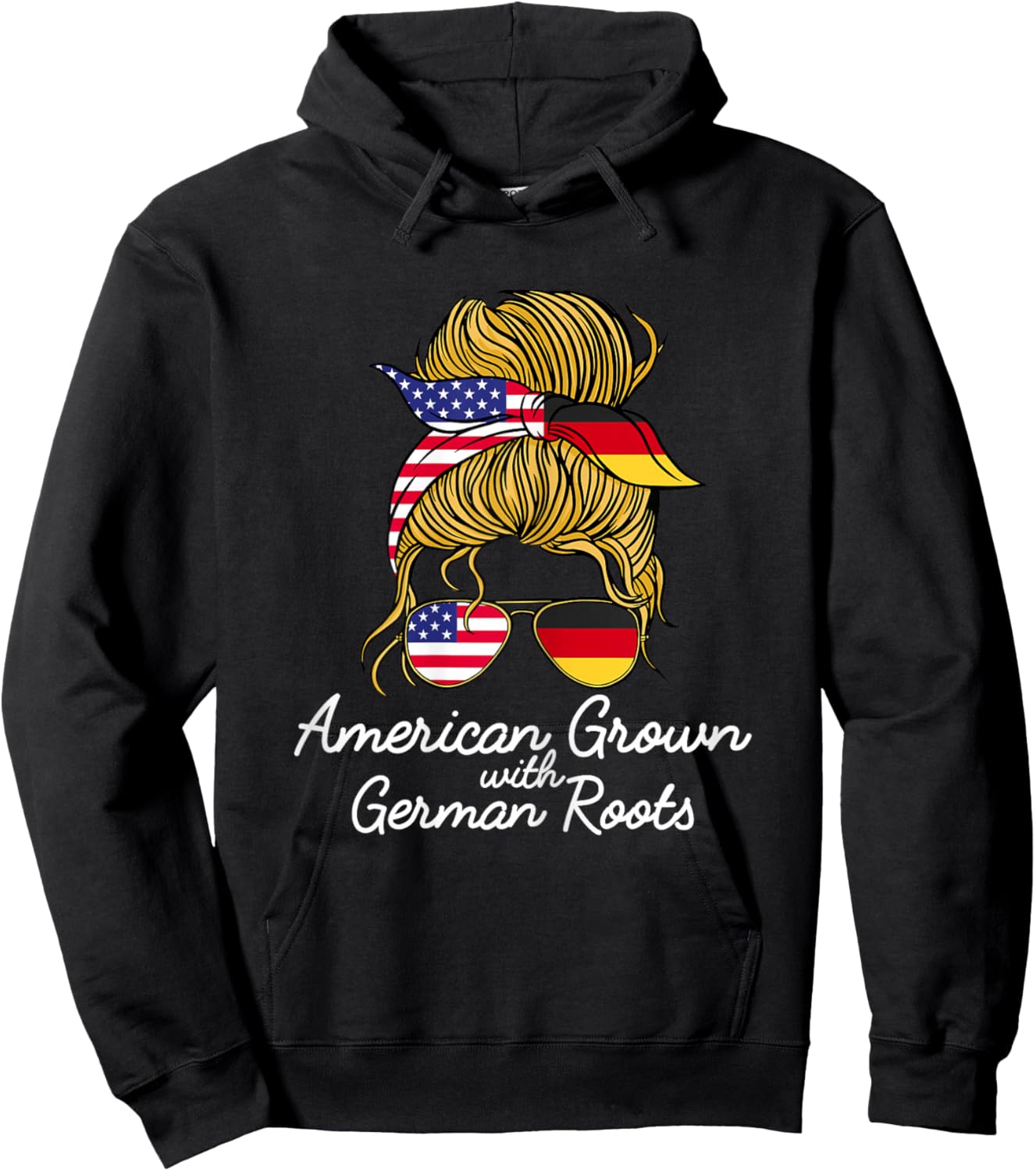 American Grown with German Roots Germany and USA Flag Hoodie - Hoodie | Black