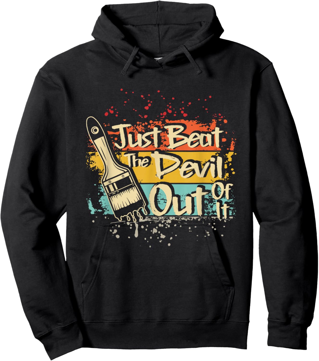 Retro Just Beat The Devil Out of It Artist Drawing Hoodie - Hoodie | Black