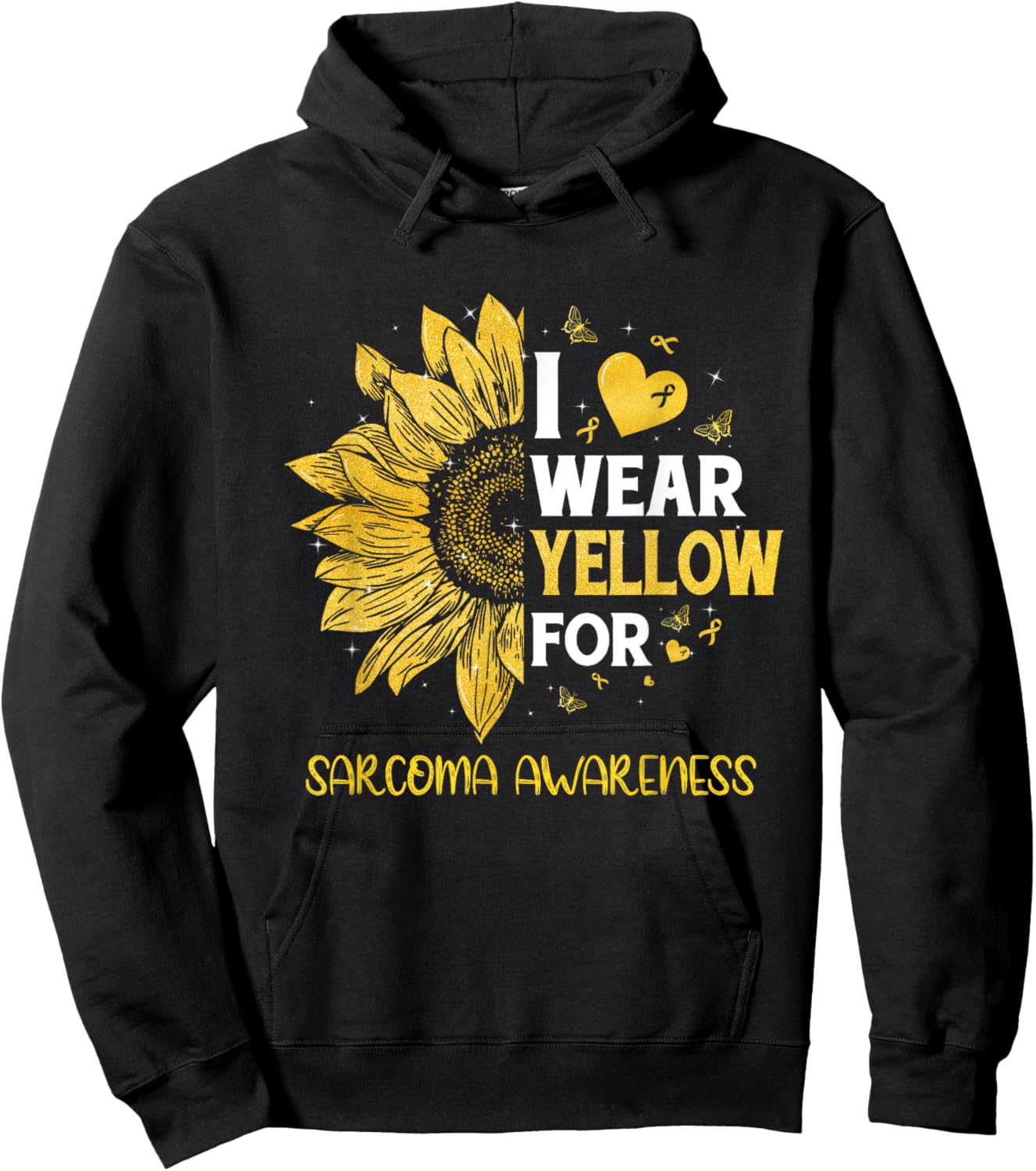 Sunflower I Wear Yellow Ribbon Sarcoma Awareness Hoodie - Hoodie | Black