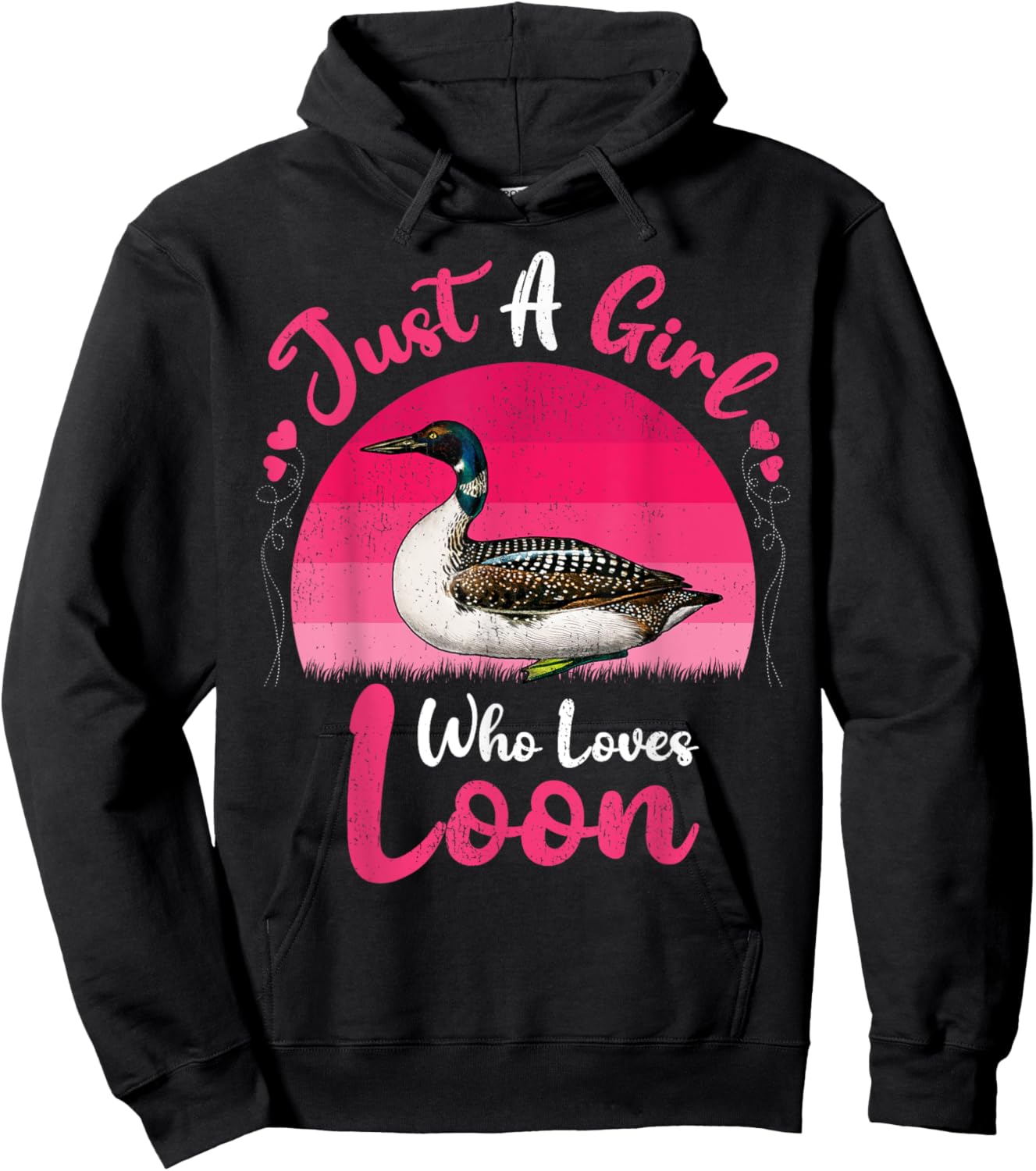 Vintage Loon Bird Lover Just A Girl Who Loves Loon Hoodie - Hoodie | Black