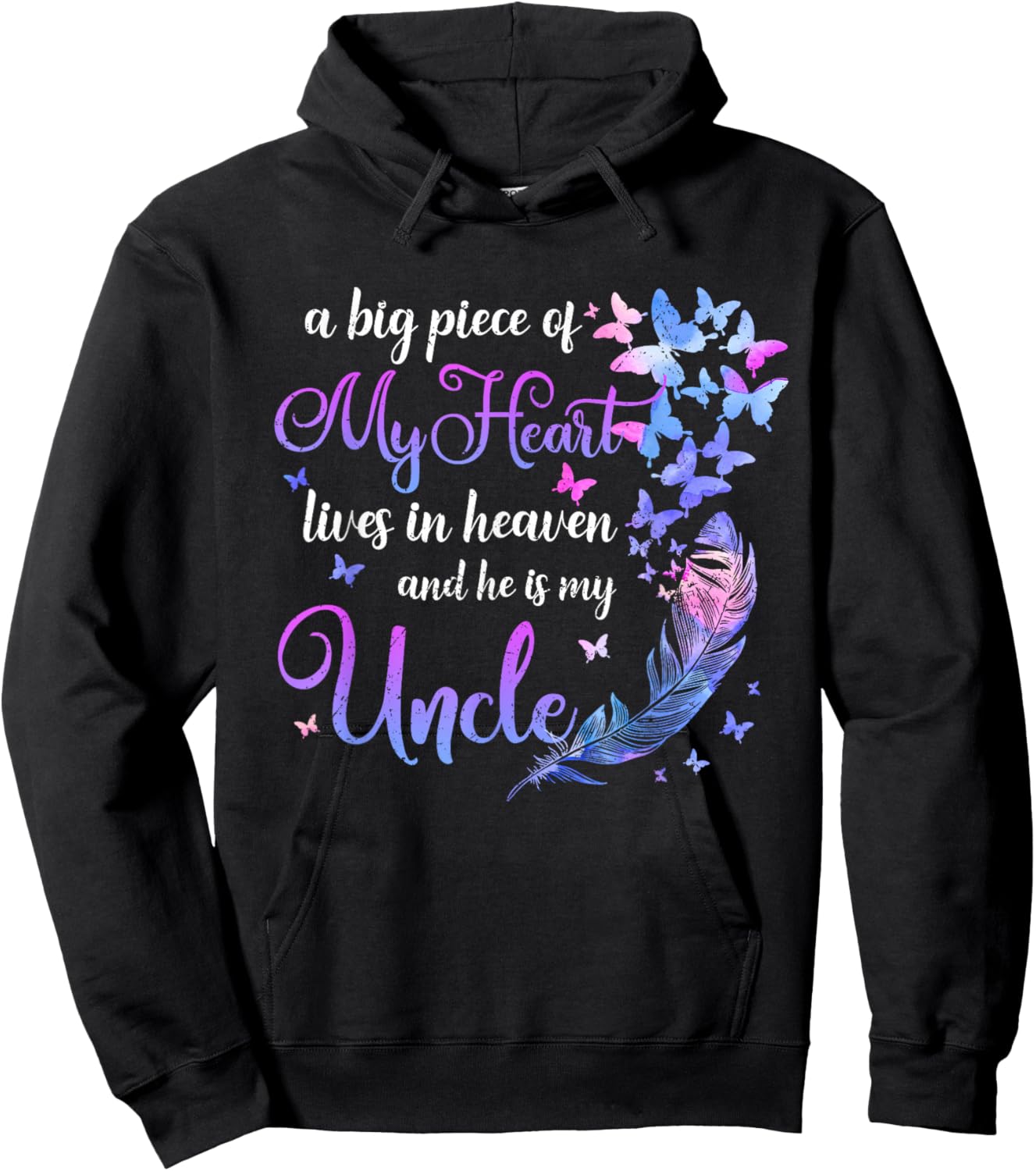 My Uncle Lives In Heaven Memorial Quotes Niece Nephew Hoodie - Hoodie | Black