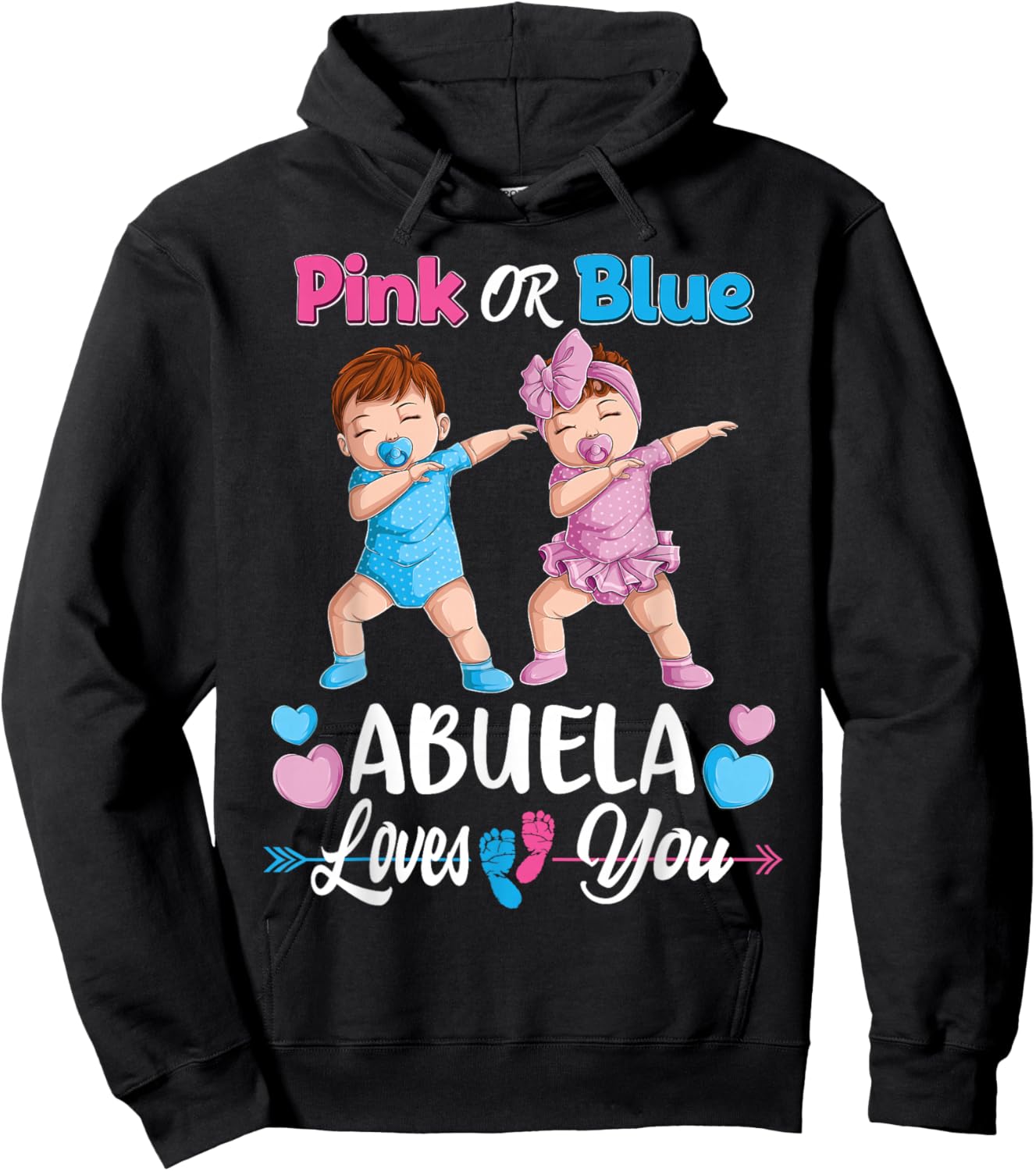 Pink Or Blue Abuela Loves You Baby Gender Reveal Party Women Hoodie - Hoodie | Black