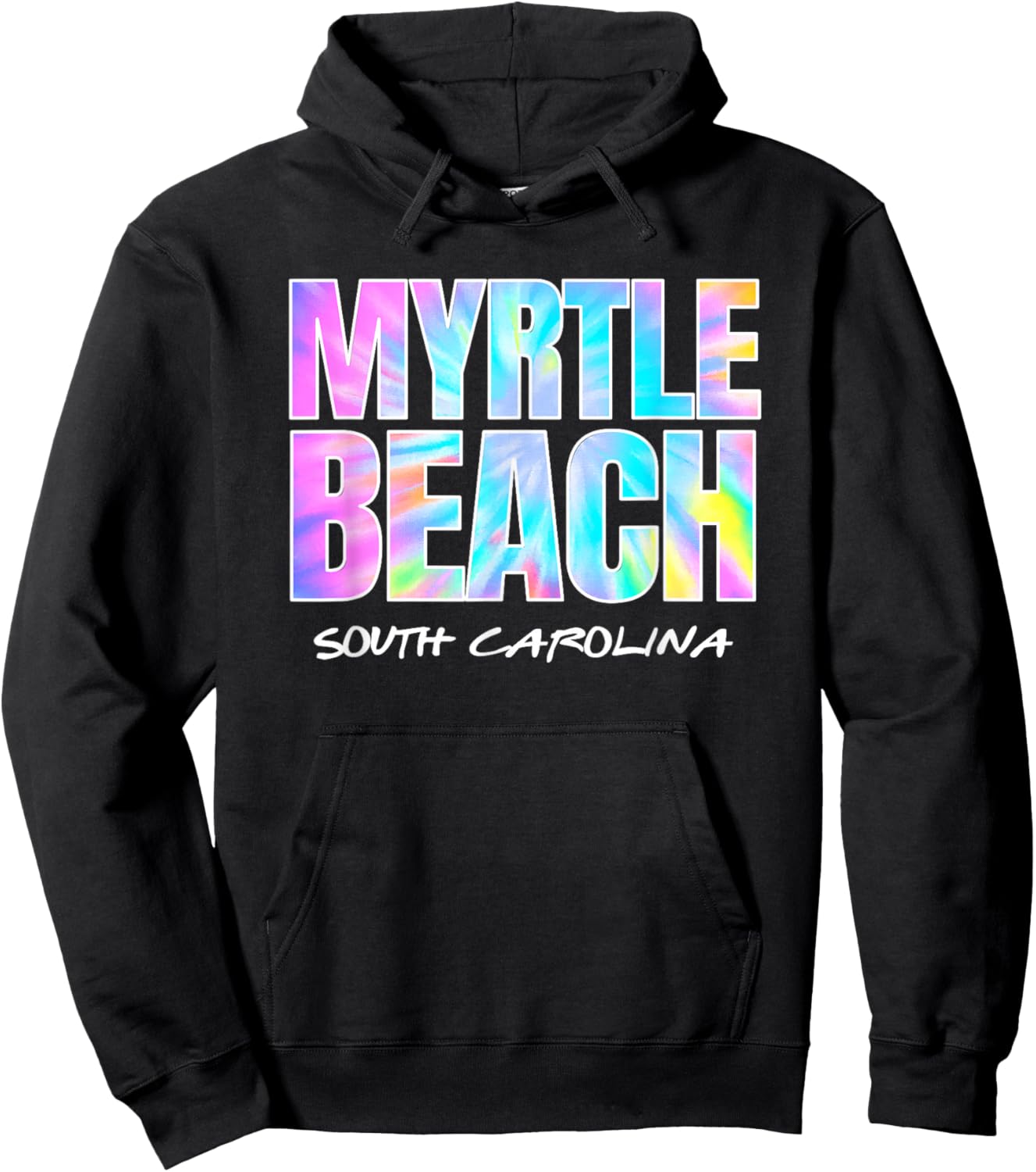 Vintage Tie Dye Myrtle Beach South Carolina Souvenir Hoodie - Hoodie | Black