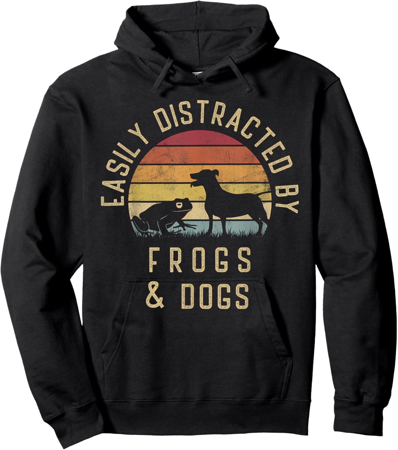 Easily distracted by Frogs and dogs I like heart Frog dog Men Women Girls Kids Hoodie - Hoodie | Black