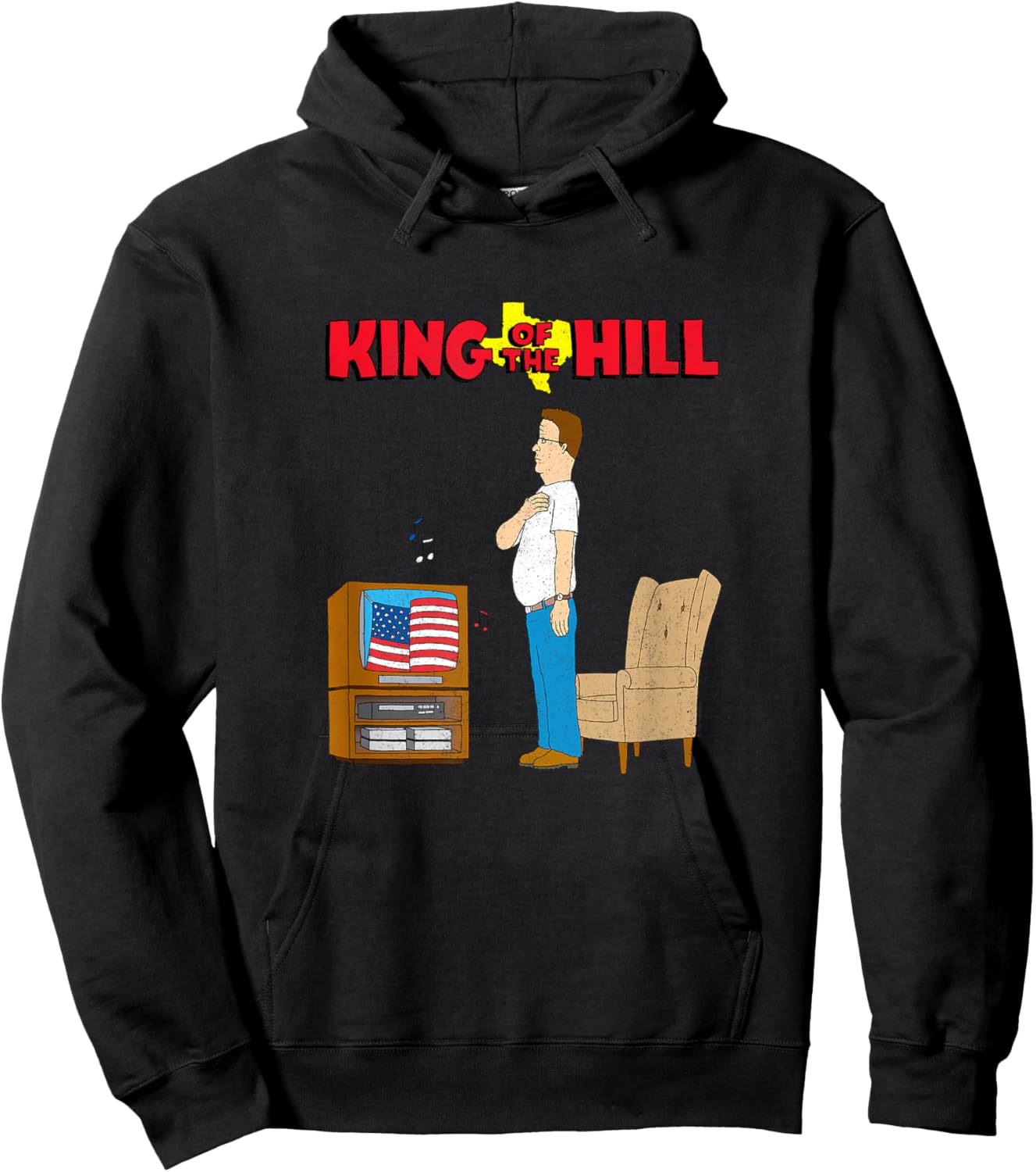 King of The Hill Hank Star Spangled Banner Cartoon Hoodie - Hoodie | Black