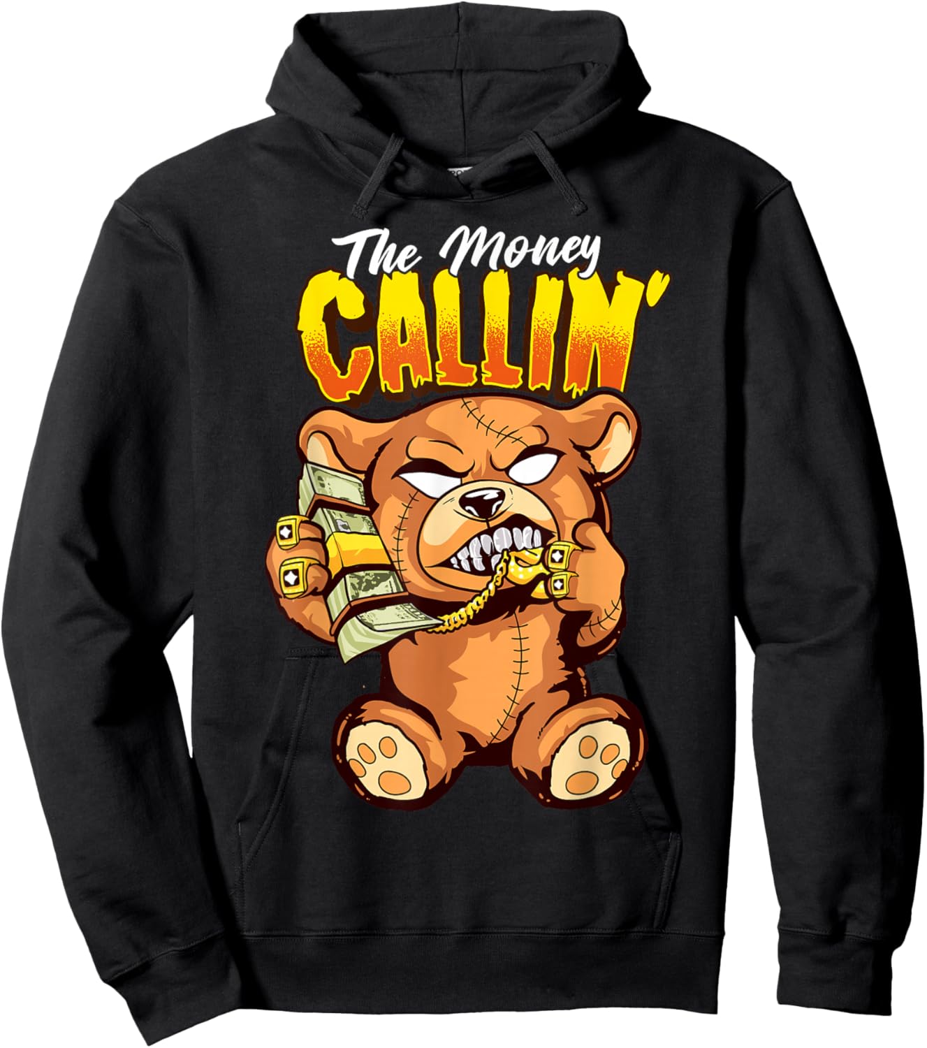 Money Calling Hip Hop Teddy Bear Gangster Rap Drip Swag Dope Hoodie - Hoodie | Black