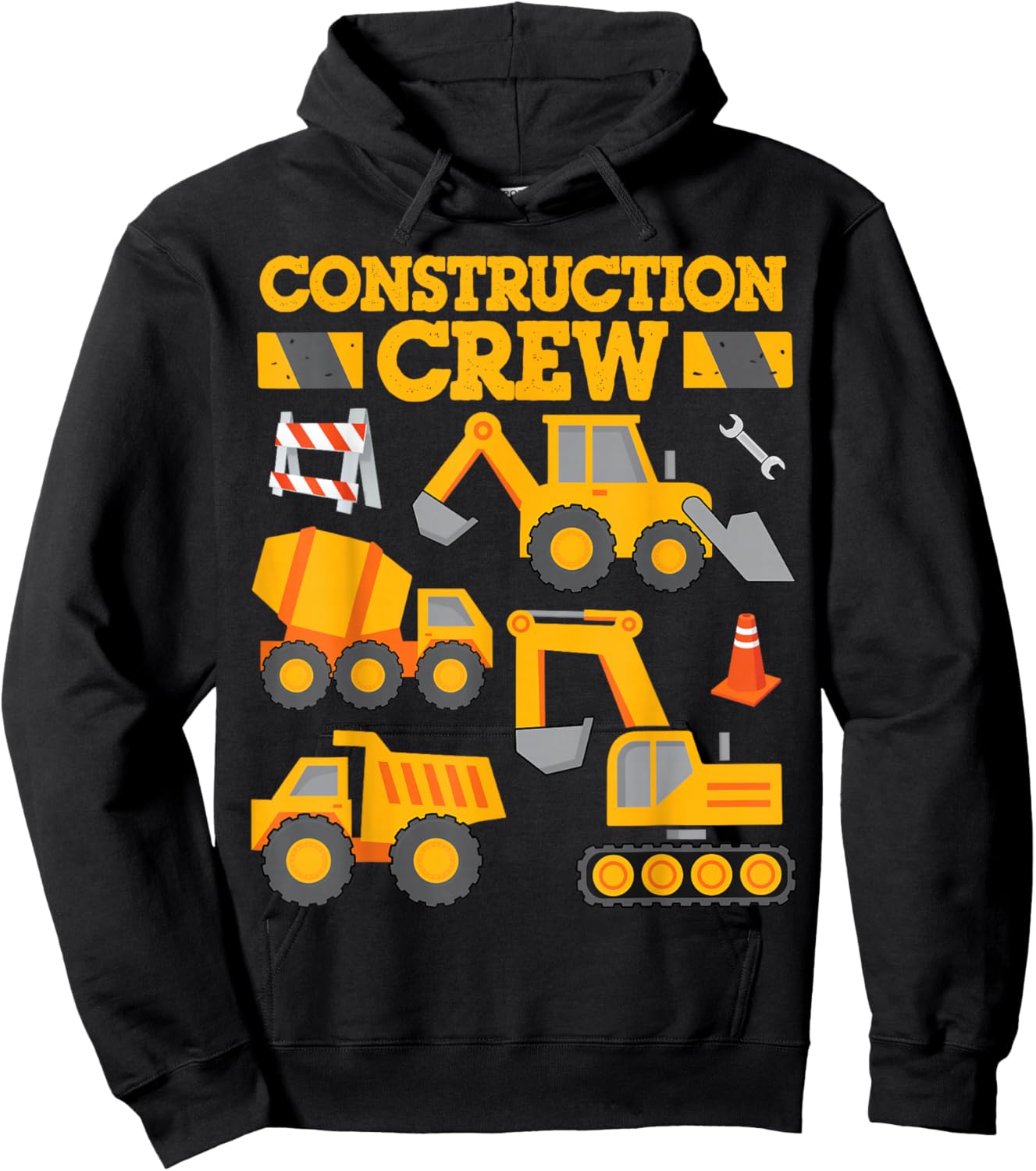 Construction Crew Worker Excavator Shirt Toddler Boys Girls Hoodie - Hoodie | Black