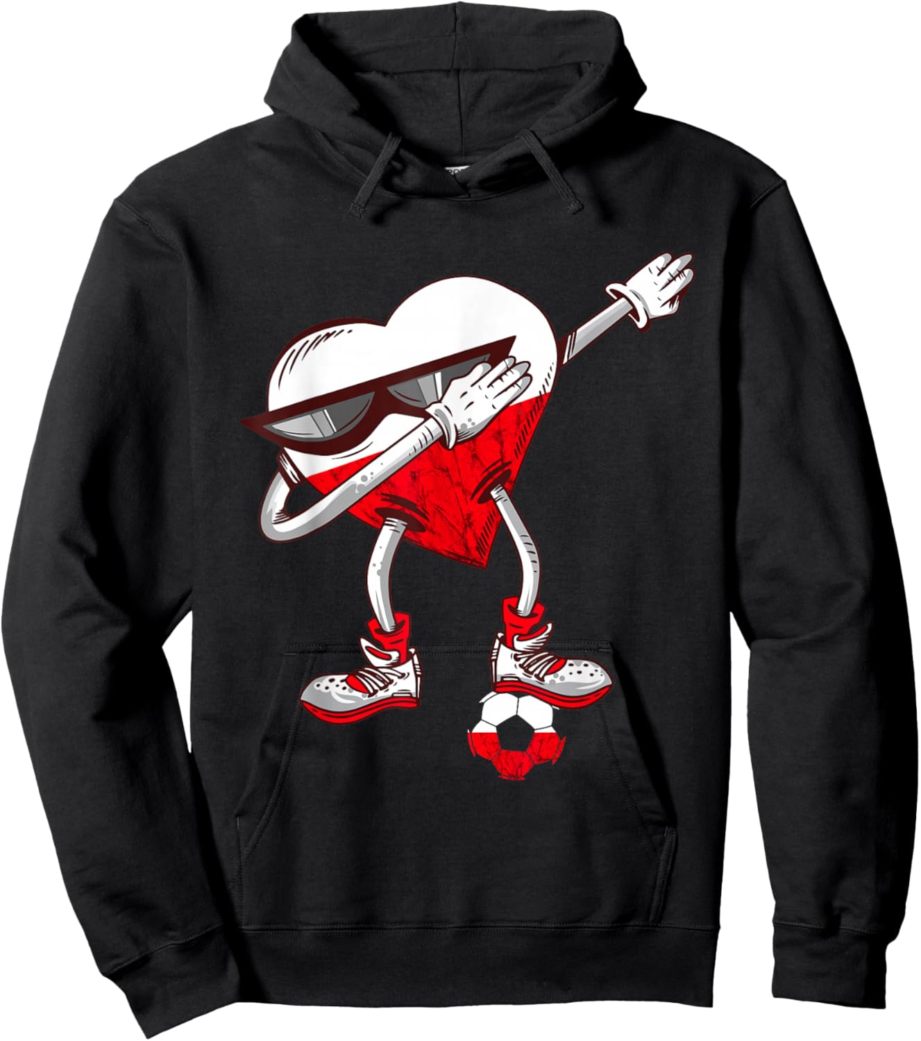 Poland Dabbing Heart Polska Polish Soccer Team Polish Pride Hoodie - Hoodie | Black