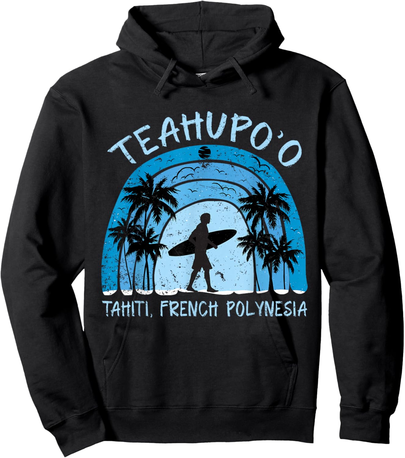 Teahupoo Shirt Surf French Polynesia Tahiti Surfing Hoodie - Hoodie | Black