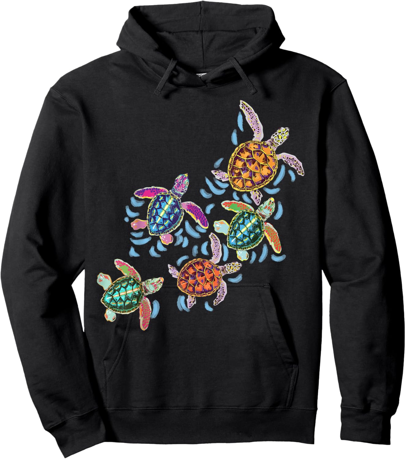 Hawaiian Colors Sea Turtle Gifts For Kids, Girls, Men, Women Hoodie - Hoodie | Black