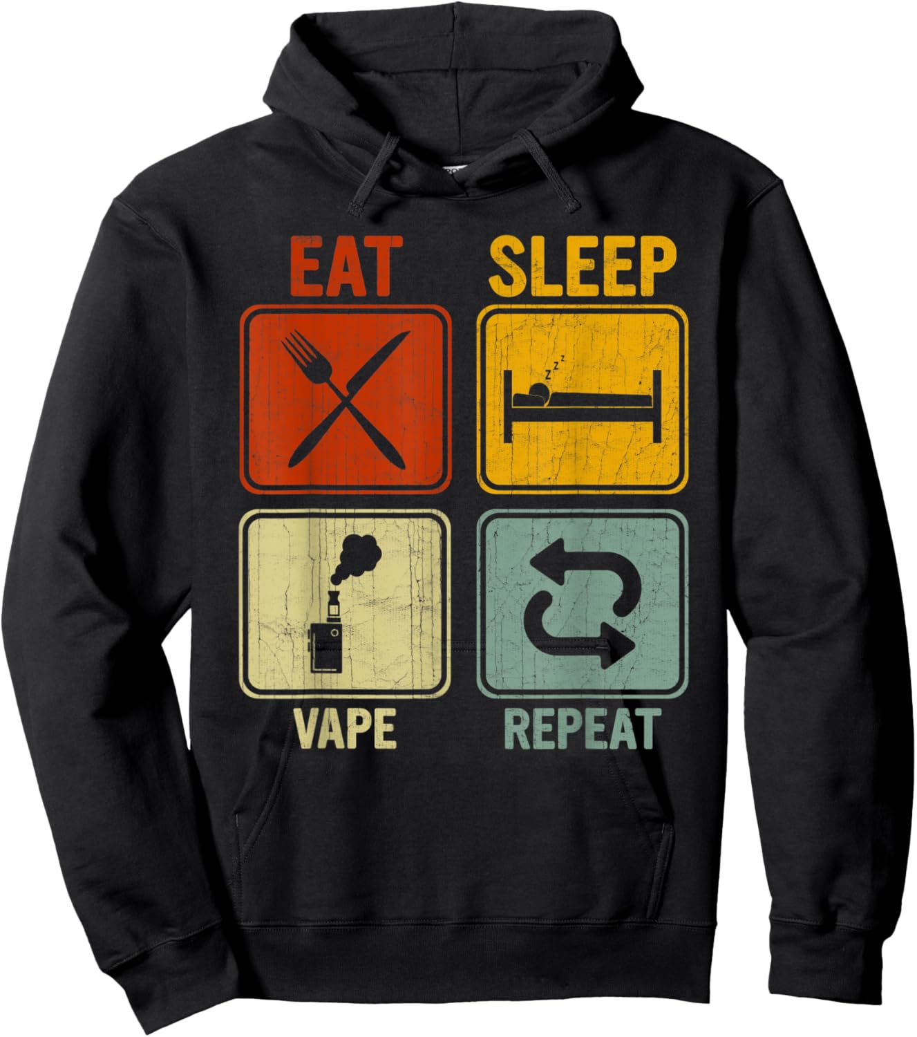 Sarcastic Retro Design For Vape Lover Eat Sleep Vape Repeat Hoodie - Hoodie | Black