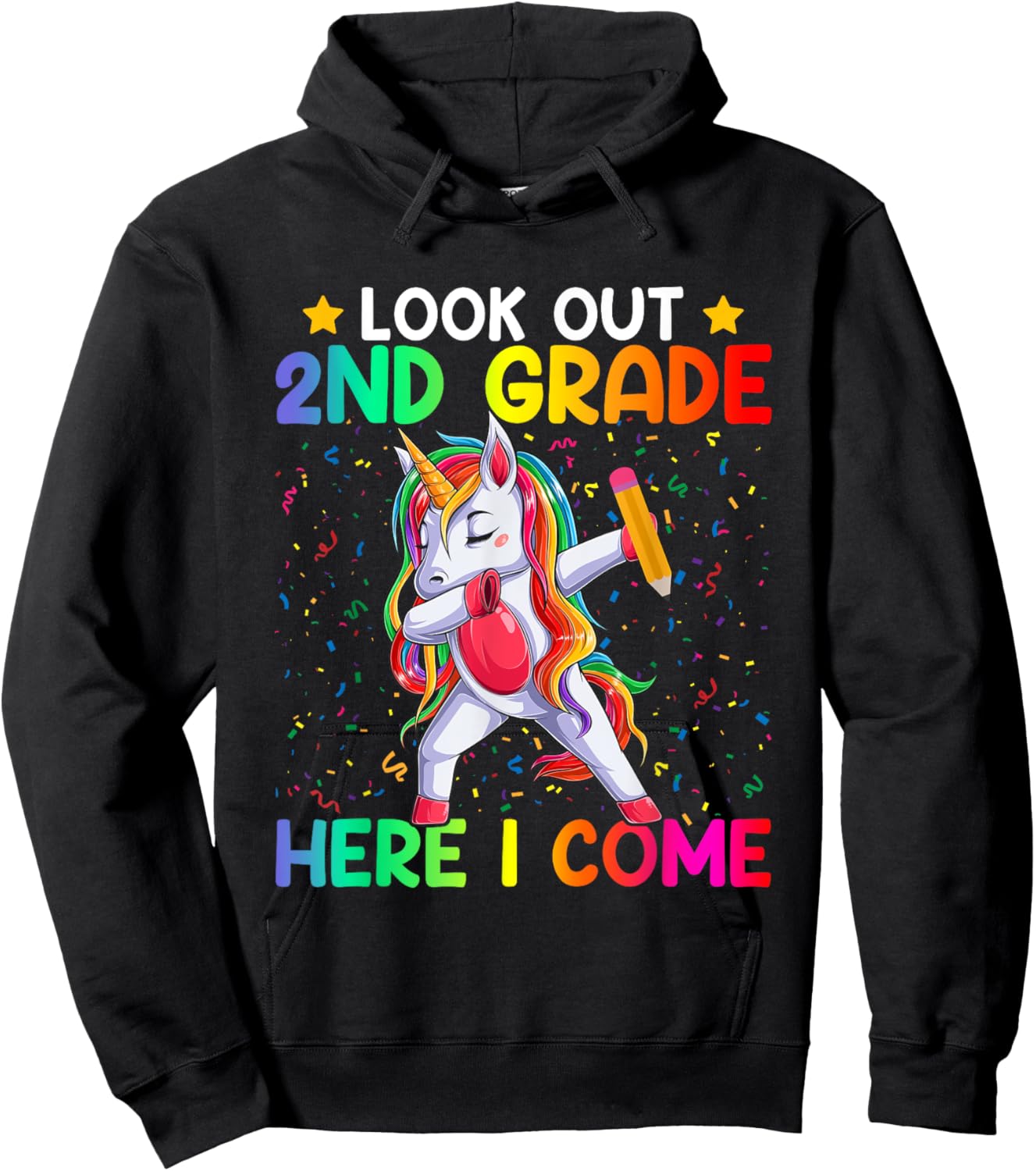 Look Out Second Grade Here I Come Unicorn Dabbing 2nd Grader Hoodie - Hoodie | Black
