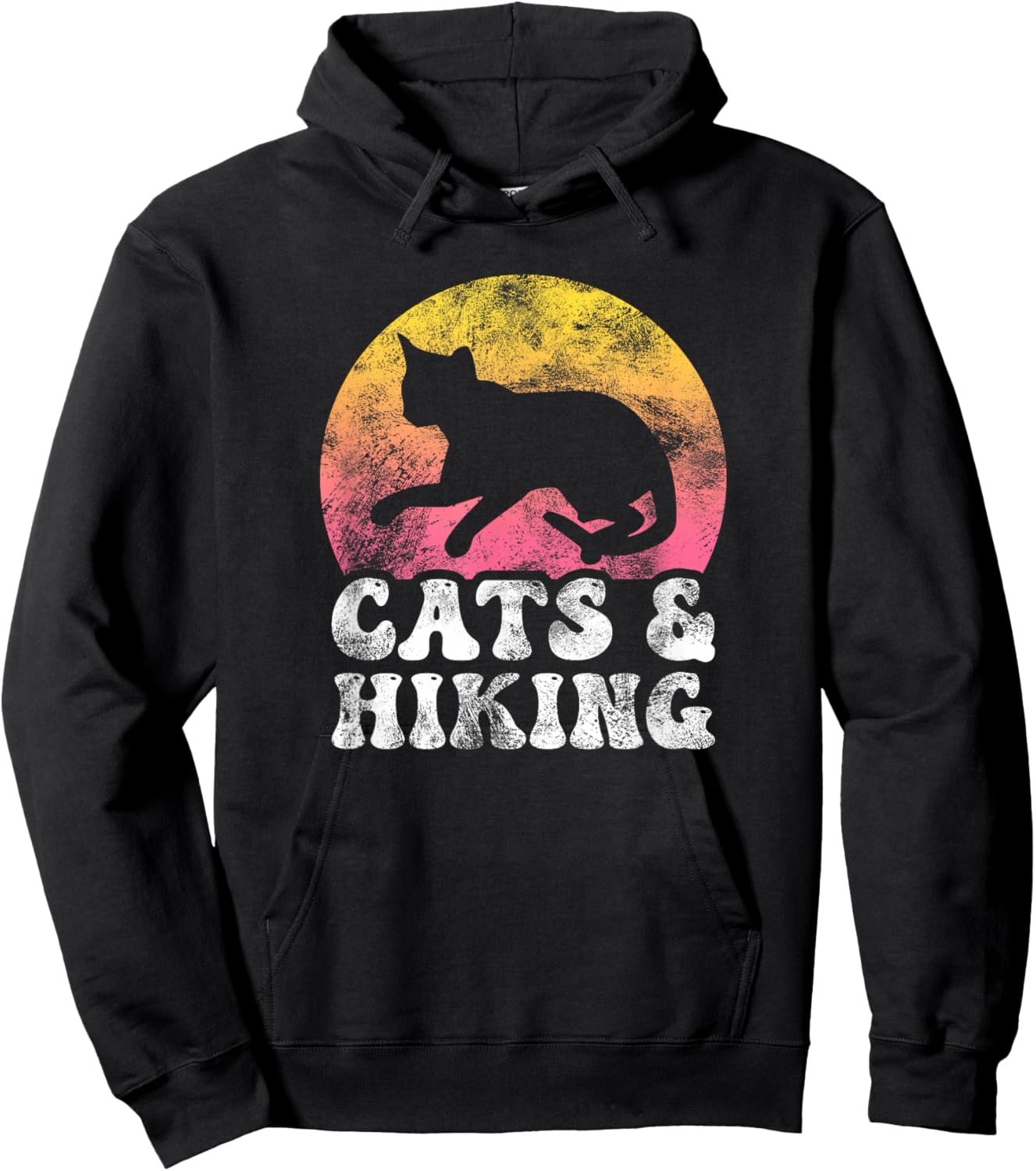 Funny Cats & Hiking Vintage Retro Hobby Hoodie - Hoodie | Black