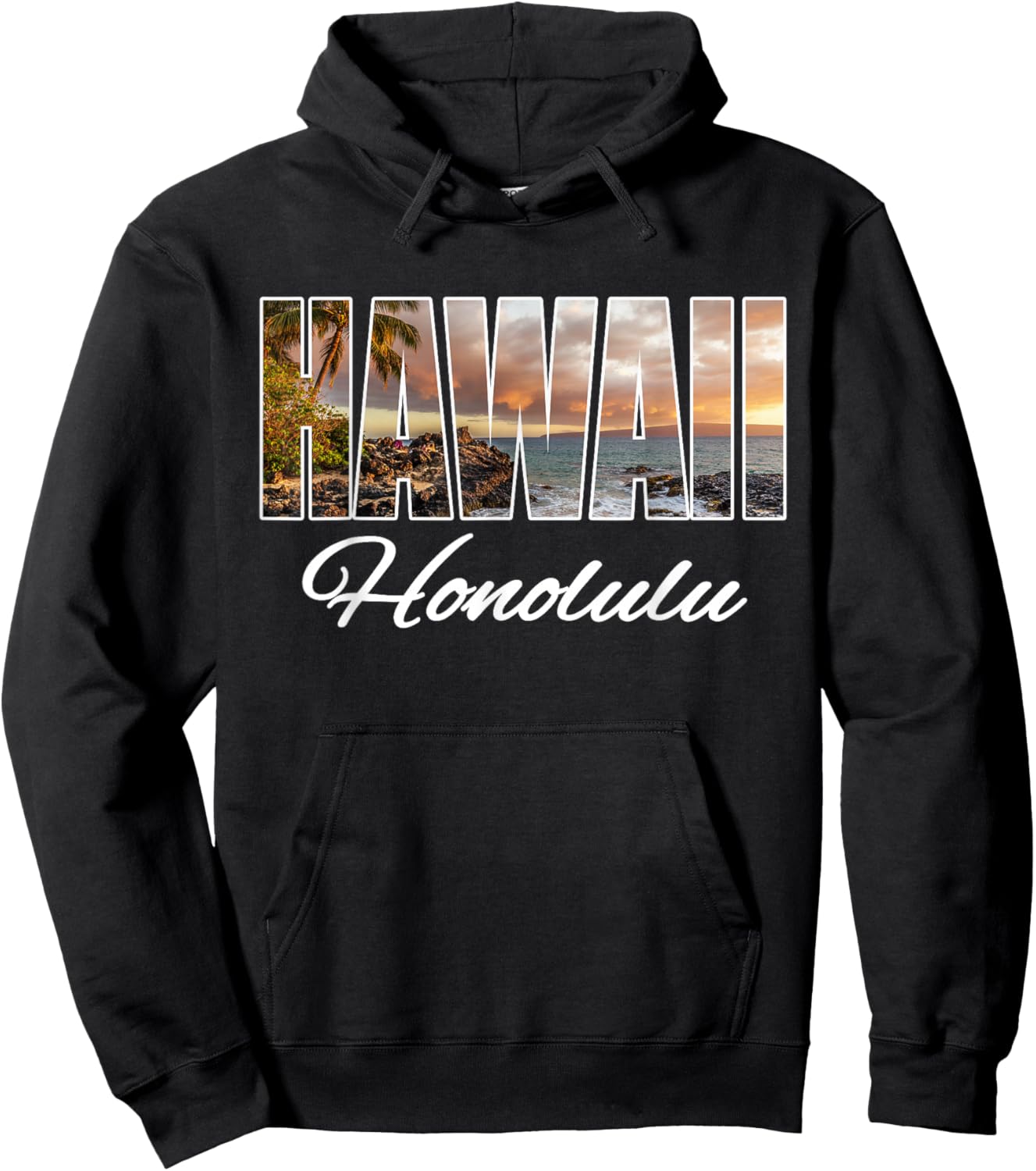 Hawaii Honolulu Surfing Beach Hawaiian Island Hoodie - Hoodie | Black