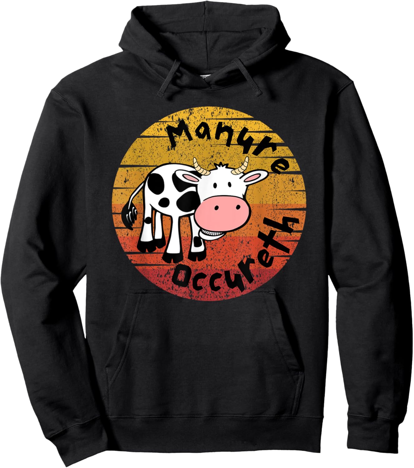 Funny Cow Manure Occureth Adult Humor Funny Saying Cow Hoodie - Hoodie | Black