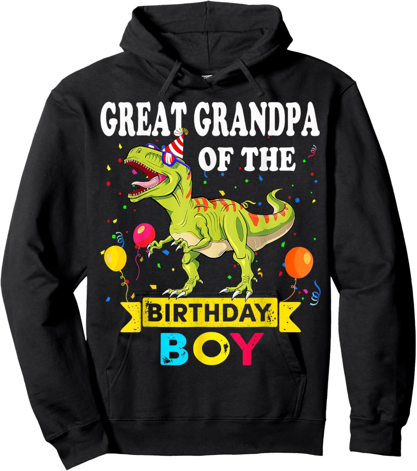 Great grandpa Of The Birthday Boy Dinosaur T-Rex Family Hoodie - Hoodie | Black