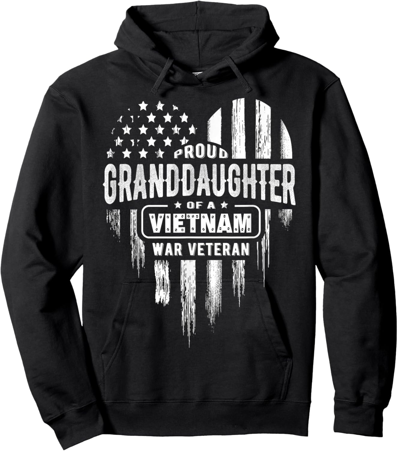 Proud Granddaughter Vietnam War Veteran Grandpa Grandma Hoodie - Hoodie | Black