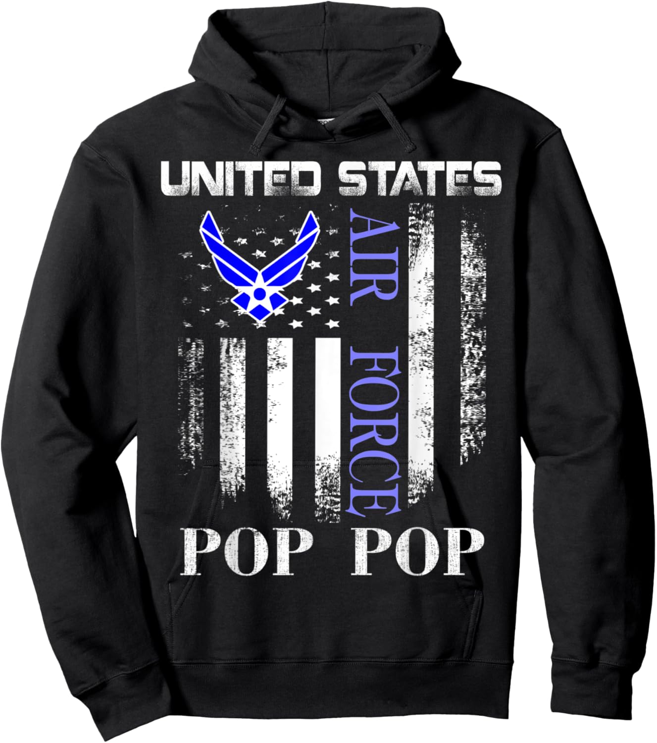 Vintage United States Air Force Pop Pop With American Flag Hoodie - Hoodie | Black