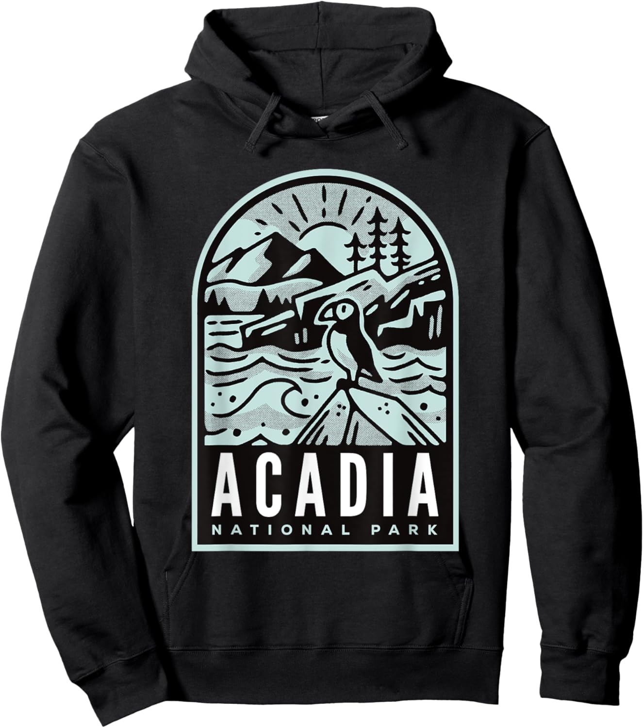 Acadia National Park Vintage Puffin Hoodie - Hoodie | Black