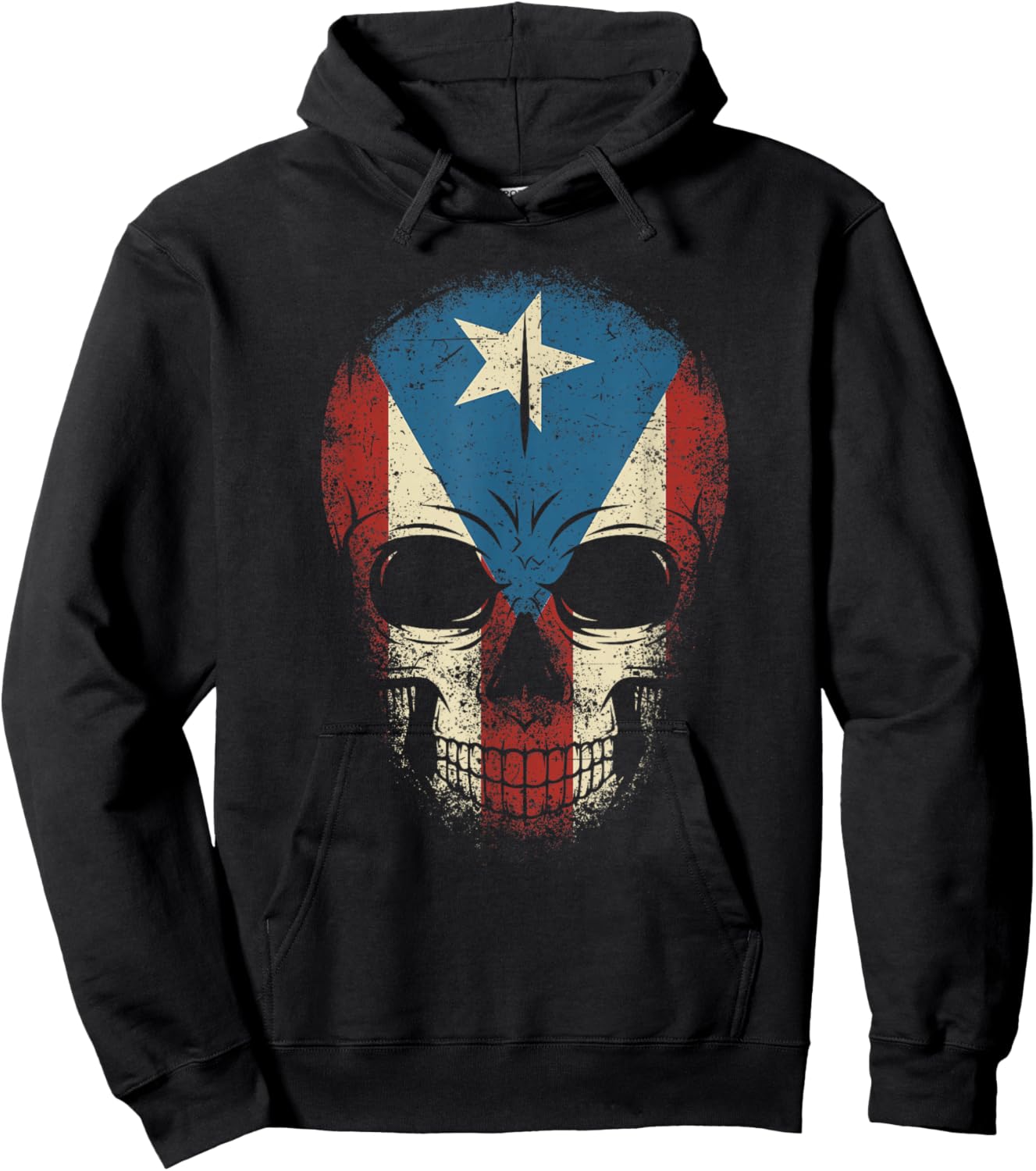 Puerto Rico Skull Shirt Men Boy Papi Pride Puerto Rican Flag Hoodie - Hoodie | Black