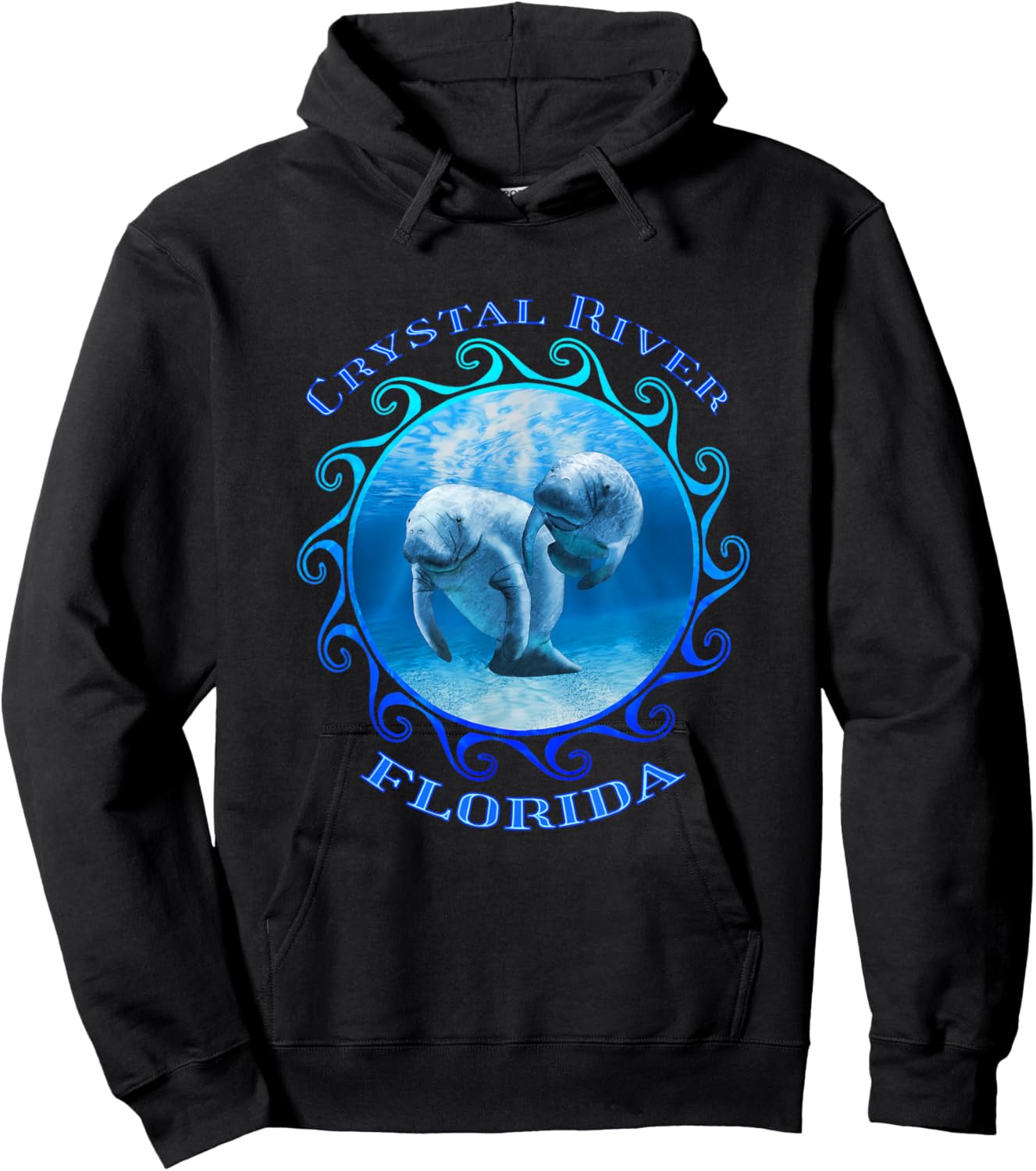 Crystal River Florida Vacation Swimming Manatees Hoodie - Hoodie | Black