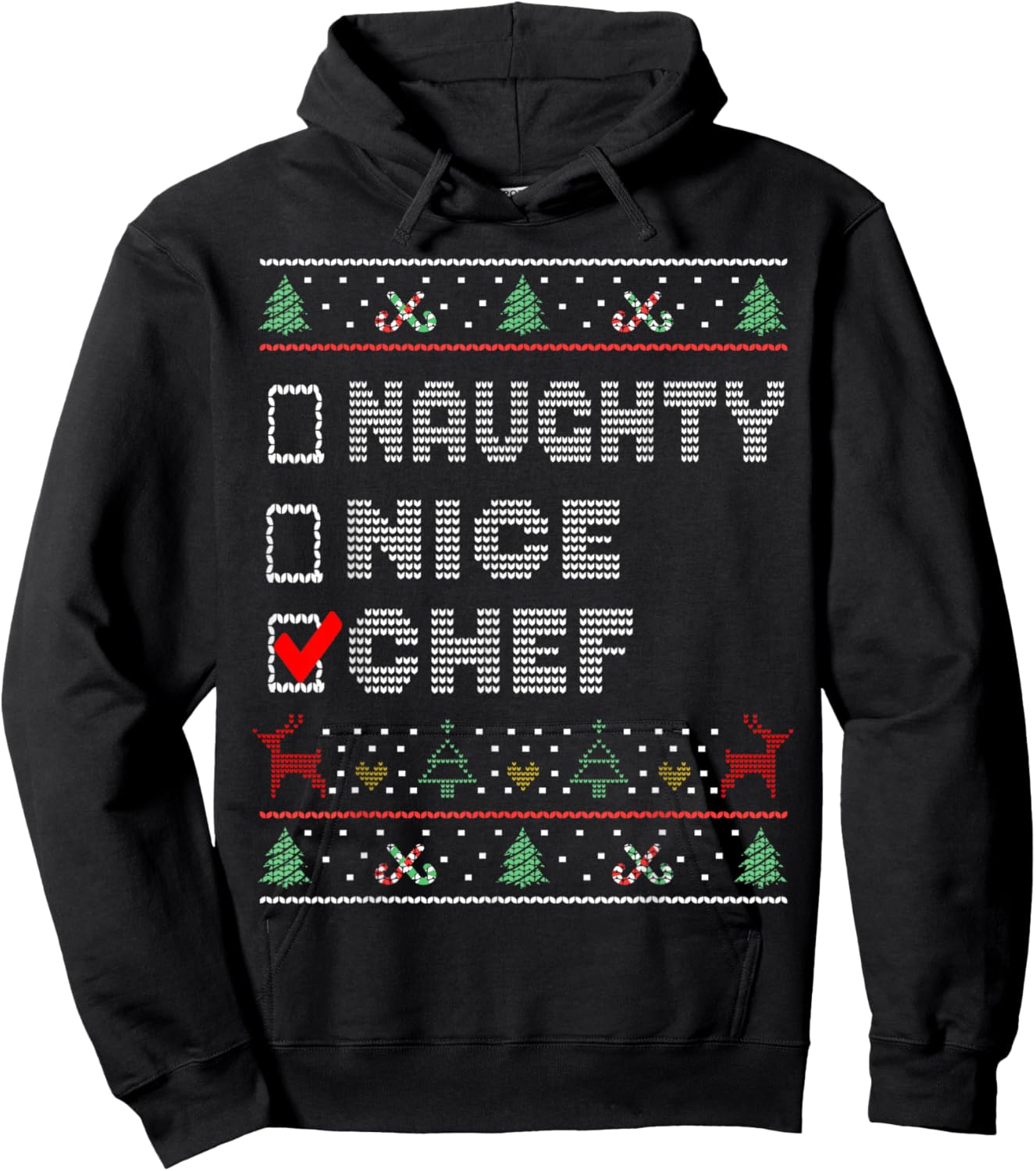 Naughty Nice Chef, Matching Christmas Group Pajama Hoodie - Hoodie | Black