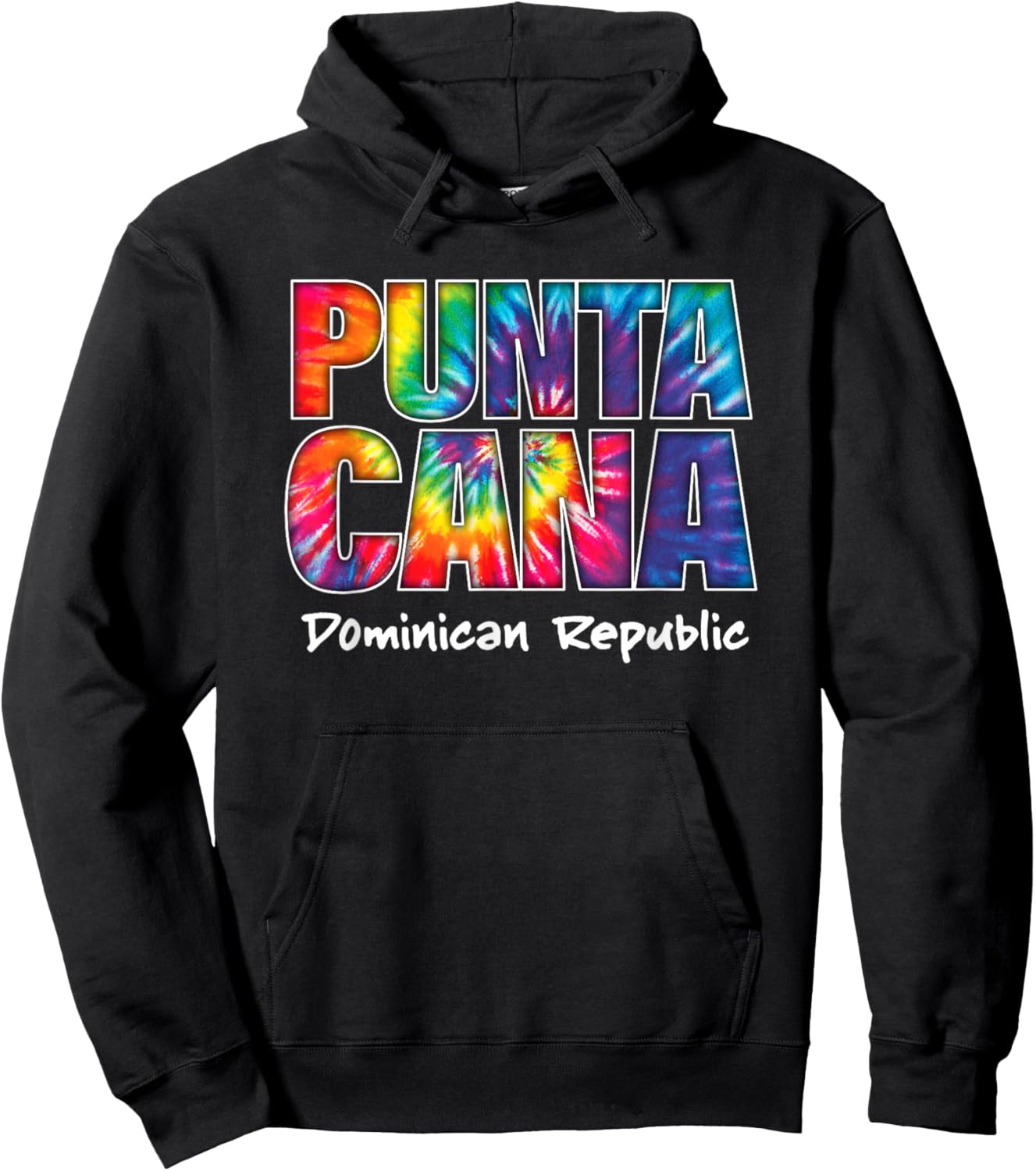 Vintage Punta Cana Retro Tie Dye Graphic Hoodie - Hoodie | Black