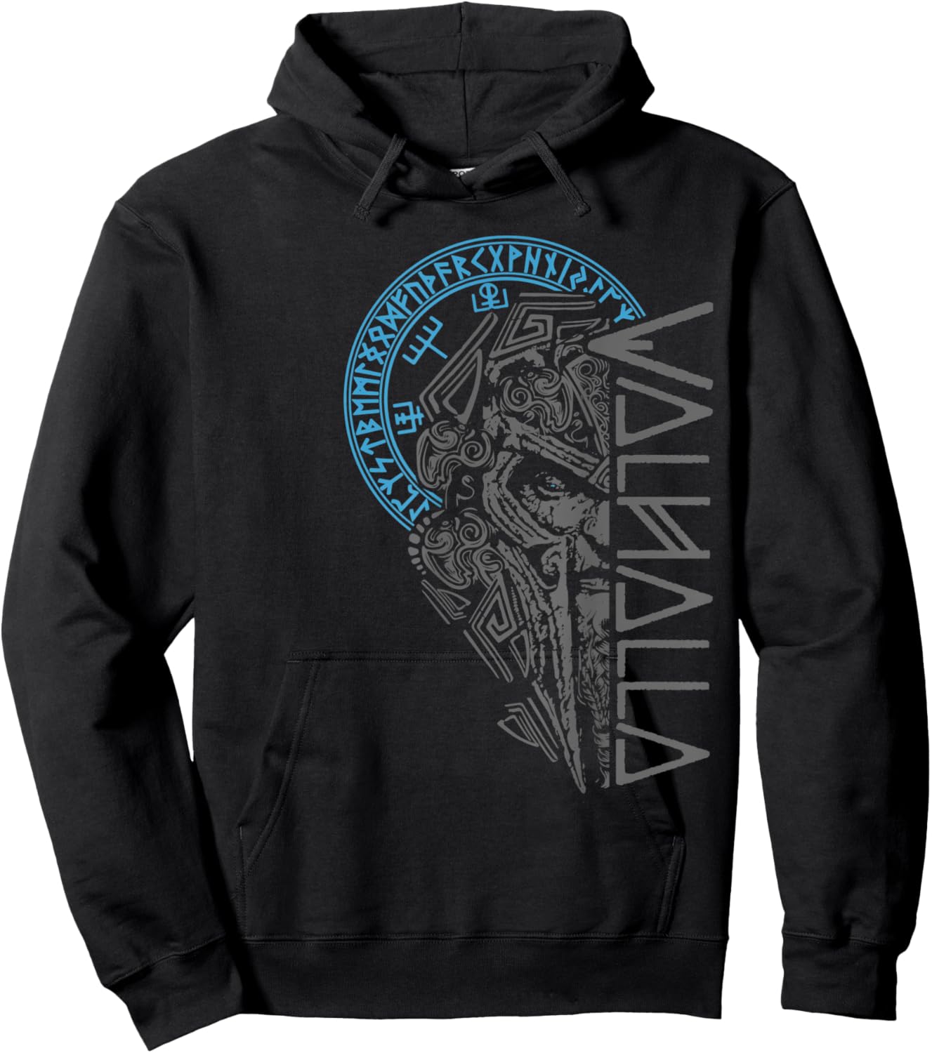 Valhalla Odin in Mask Runes Norse Compass Viking Hoodie - Hoodie | Black