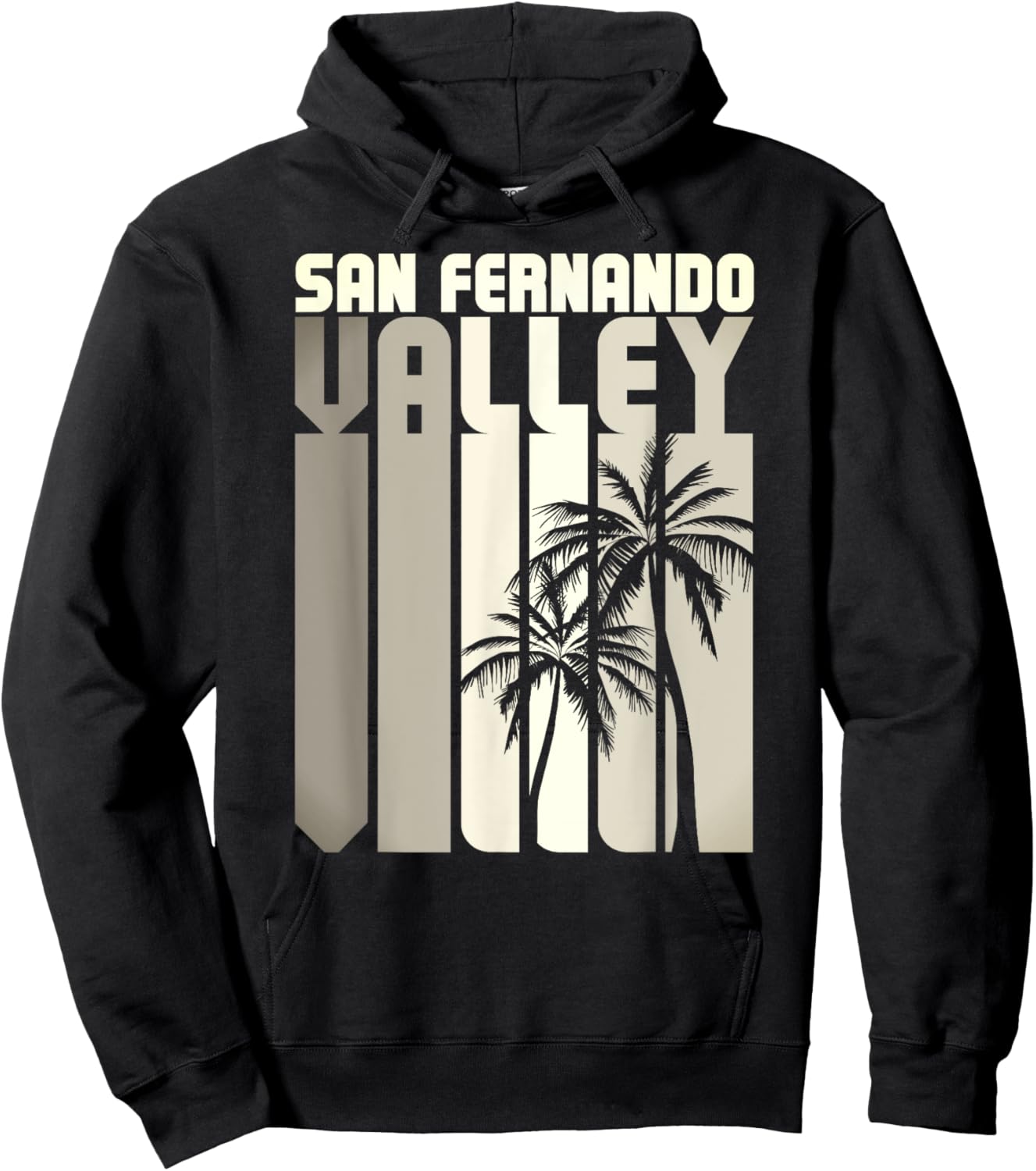 San Fernando Valley SFV California Van Nuys 818 Retro Palm Hoodie - Hoodie | Black