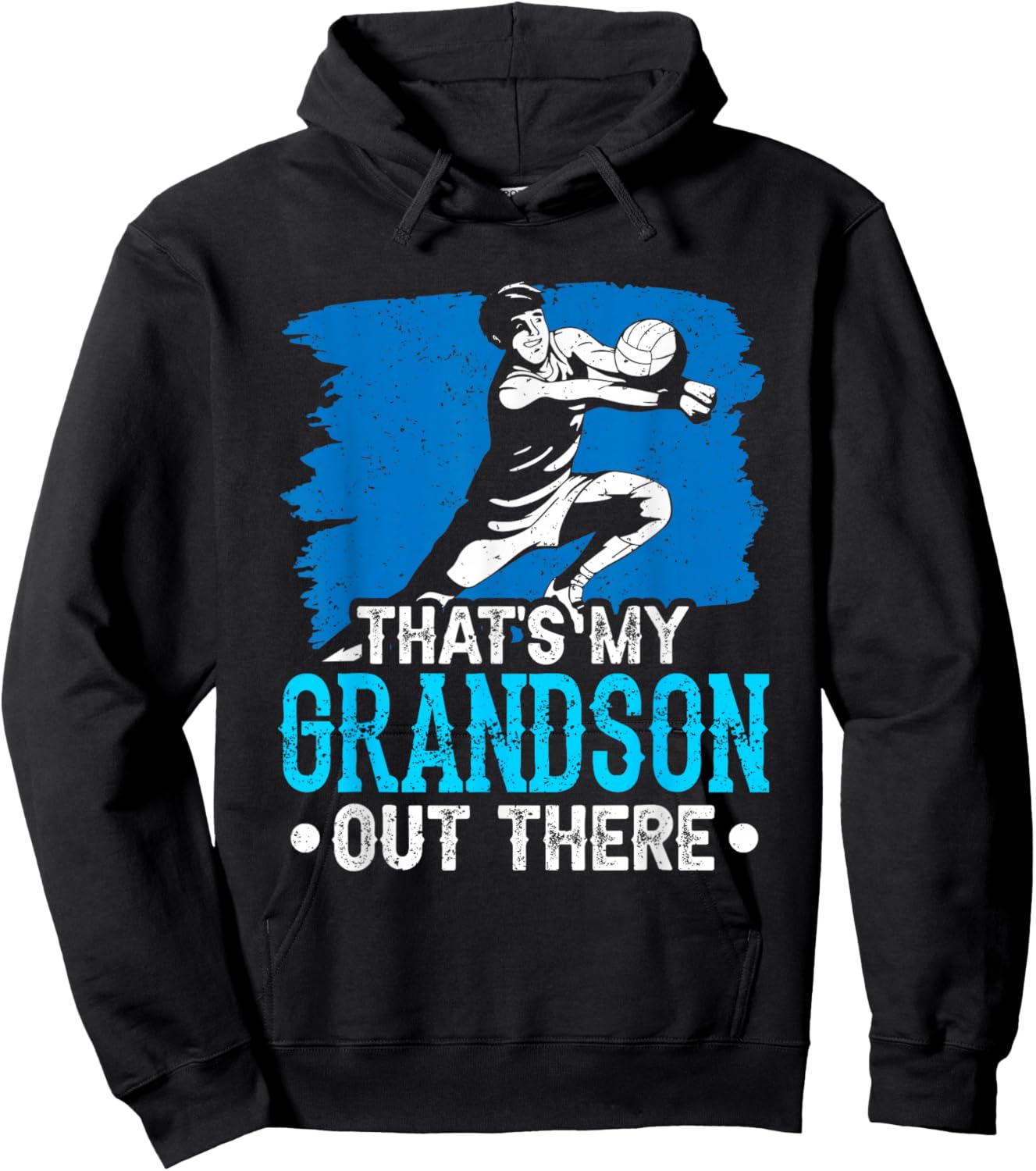 That's My Grandson Out There Volleyball Field Sports Athlete Hoodie - Hoodie | Black