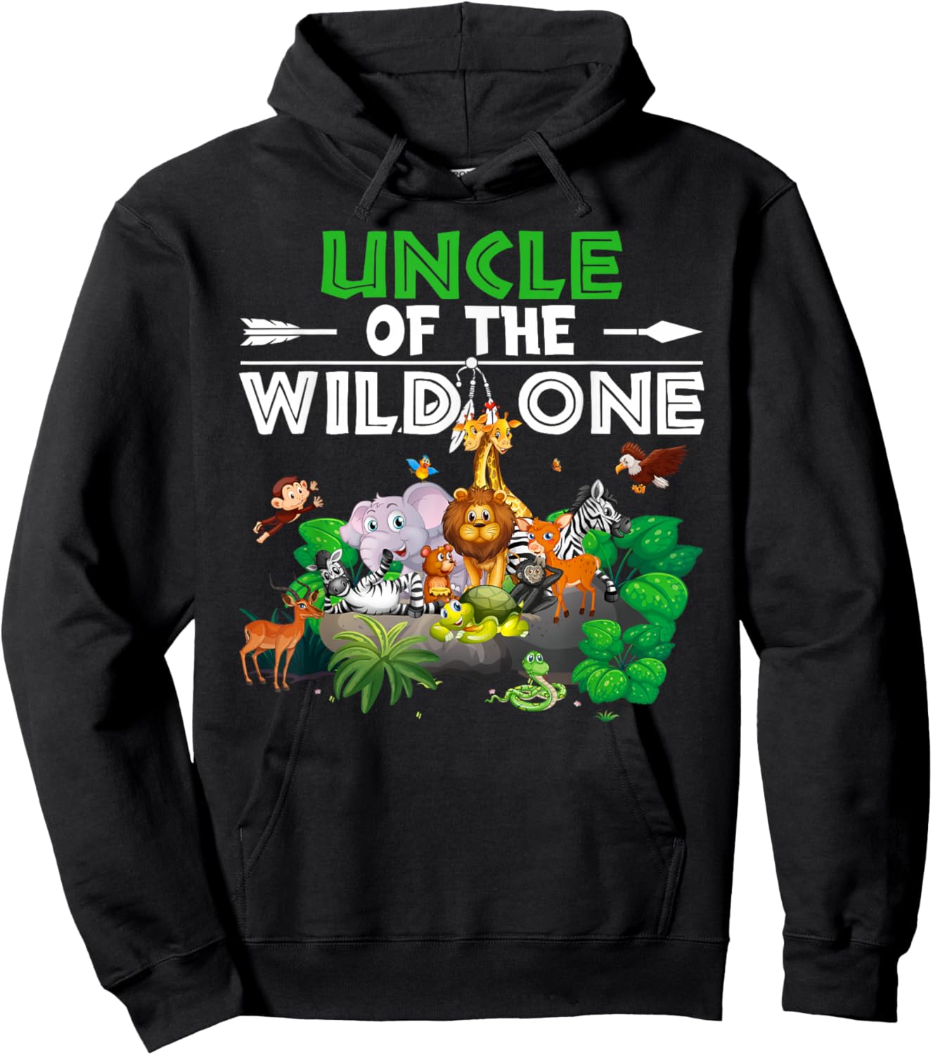 Uncle of the Wild One Animal Zoo Birthday Boy Safari Jungle Hoodie - Hoodie | Black