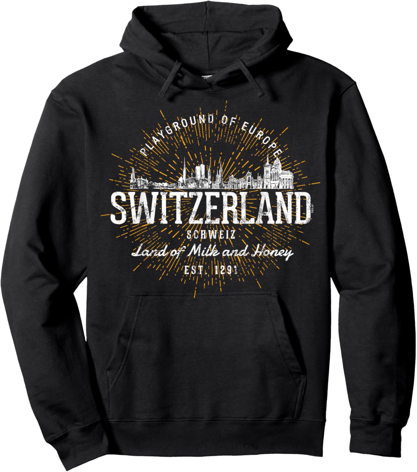 Retro Switzerland Vintage Hoodie - Hoodie | Black
