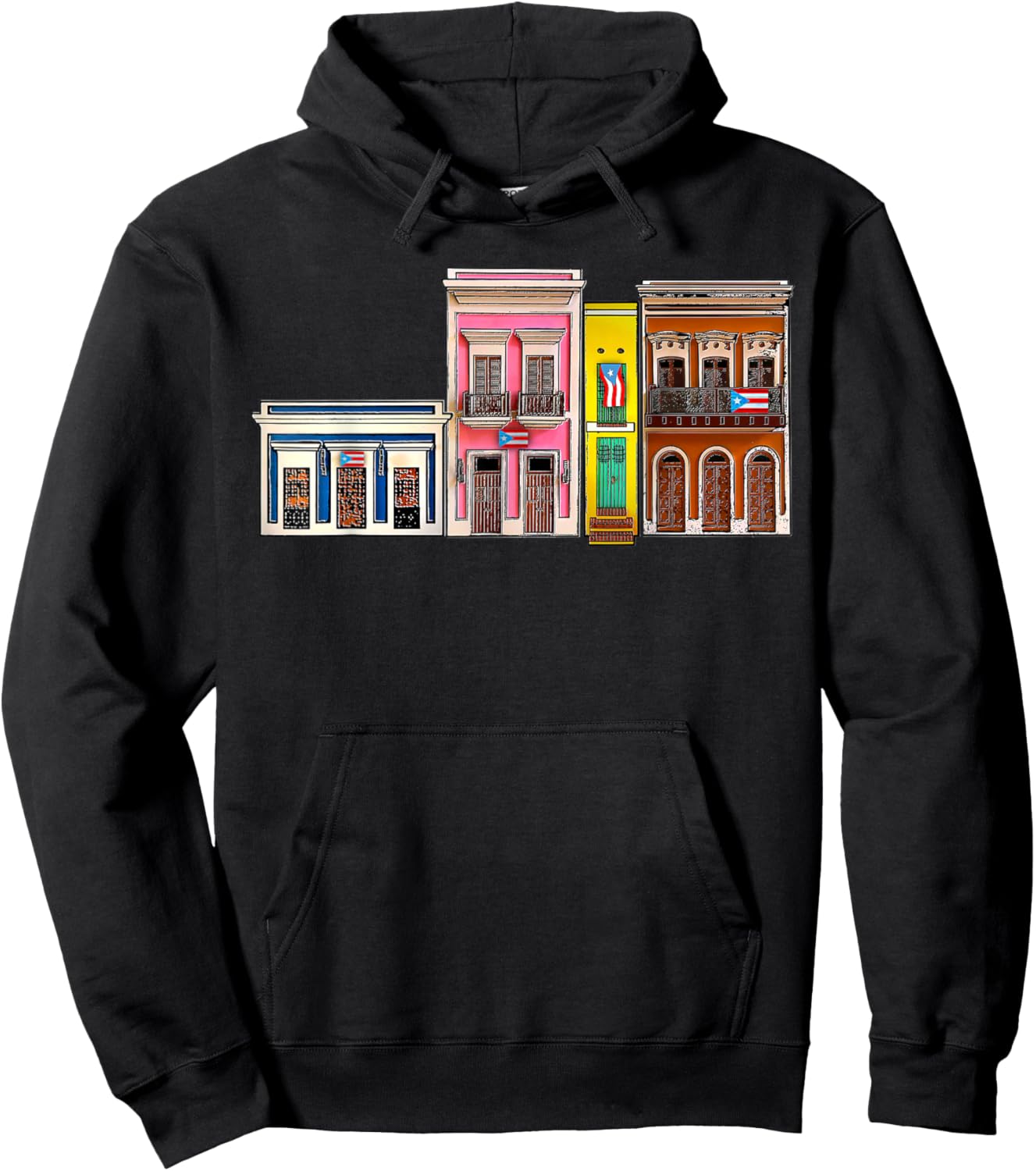 Viejo San Juan Casitas, Puerto Rico Flag Boricua Proud Hoodie - Hoodie | Black