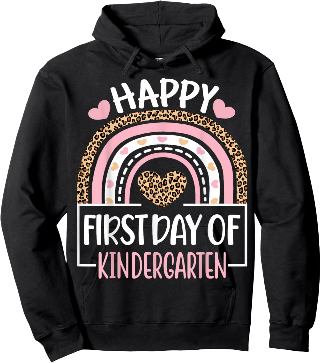 First Day of Kindergarten Funny Back To School Leopard Teach Hoodie - Hoodie | Black