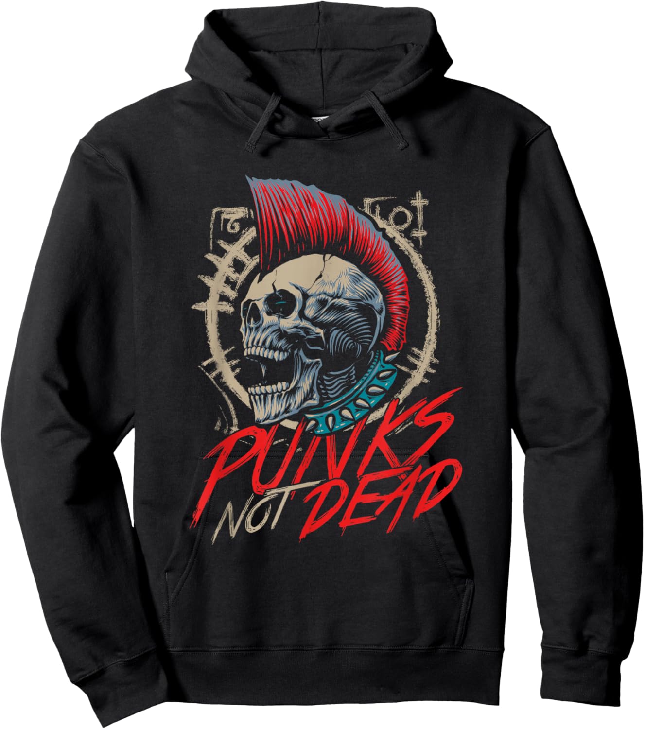 Punks Not Dead | Rocker Punker | Punk Rock Music Hoodie - Hoodie | Black