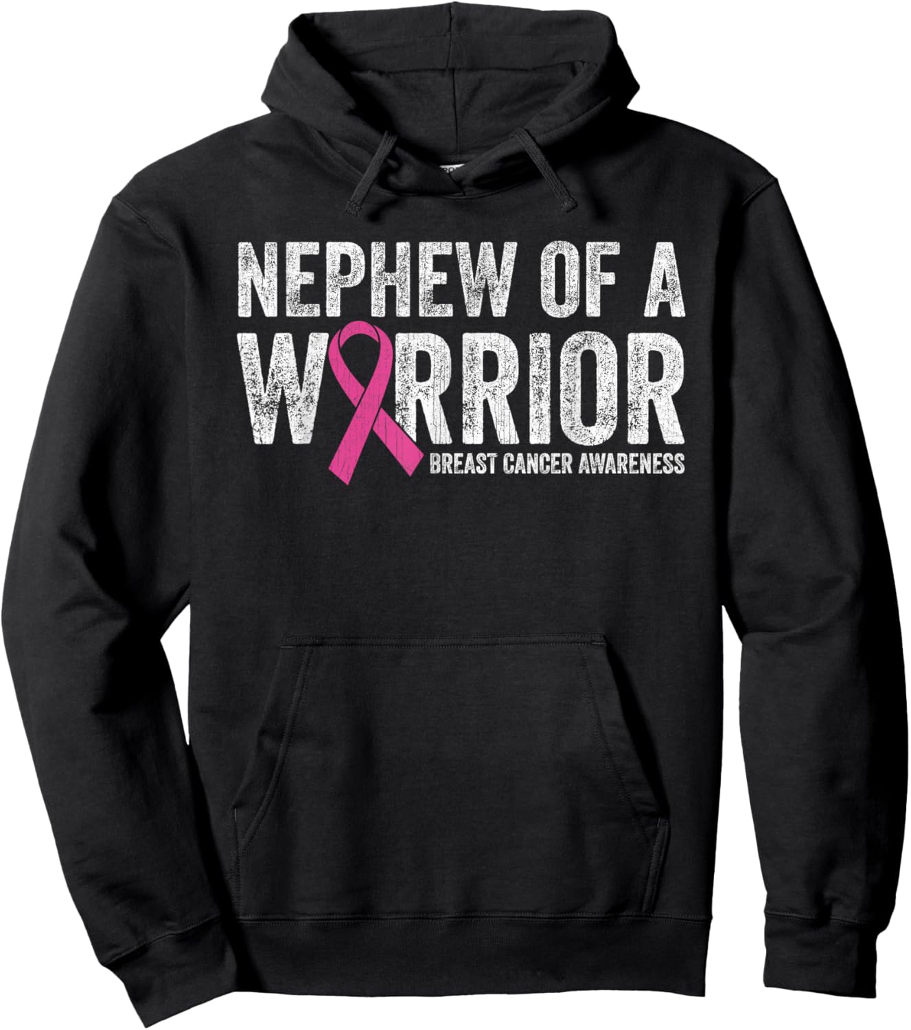 Breast Cancer Awareness Pink Ribbon Nephew Of A Warrior Hoodie - Hoodie | Black