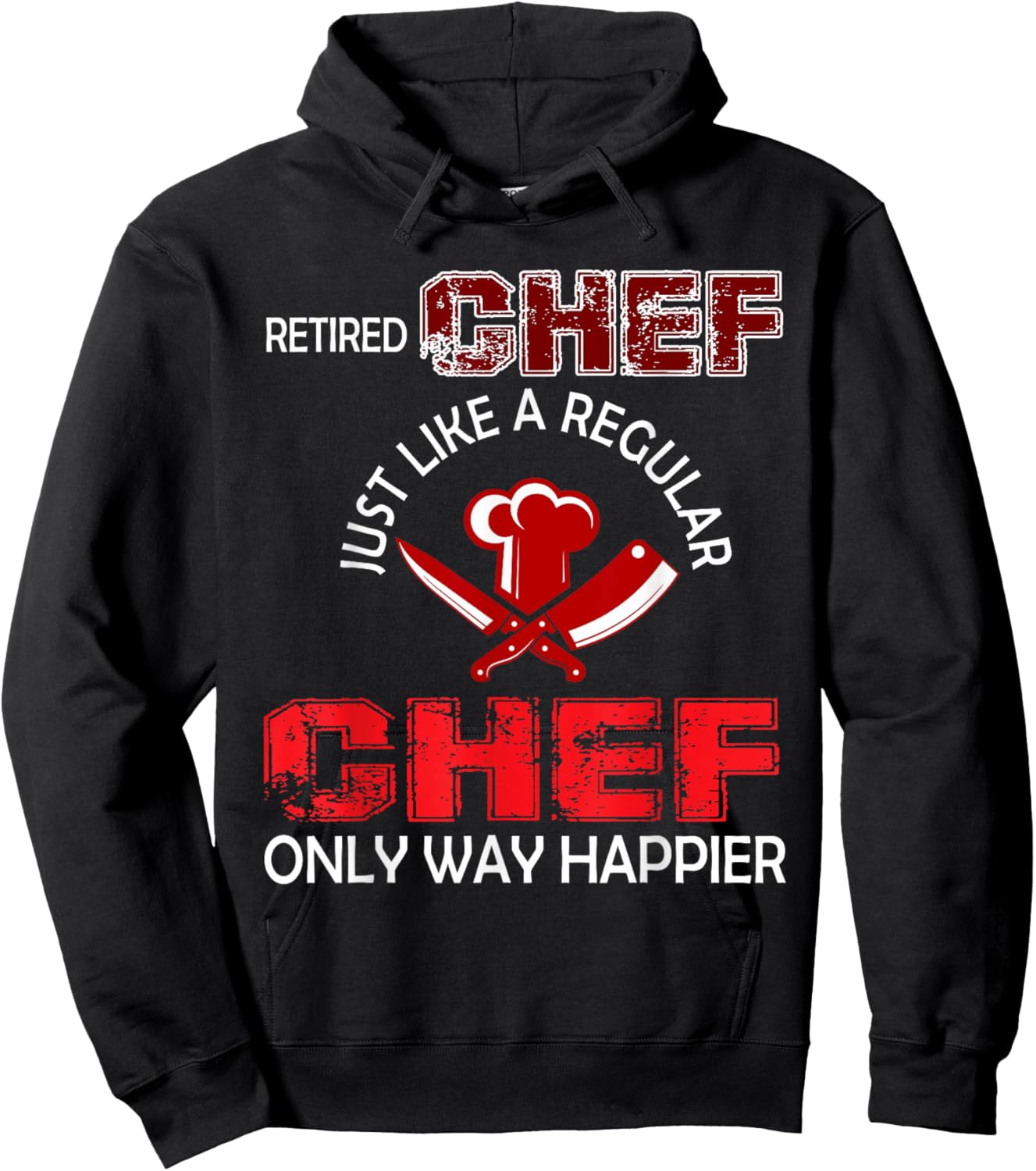 Vintage Retired Chef Definition Chef Only Happier Retirement Hoodie - Hoodie | Black