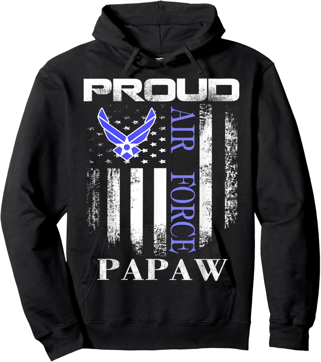 Vintage Proud Air Force Papaw With American Flag Gift Hoodie - Hoodie | Black